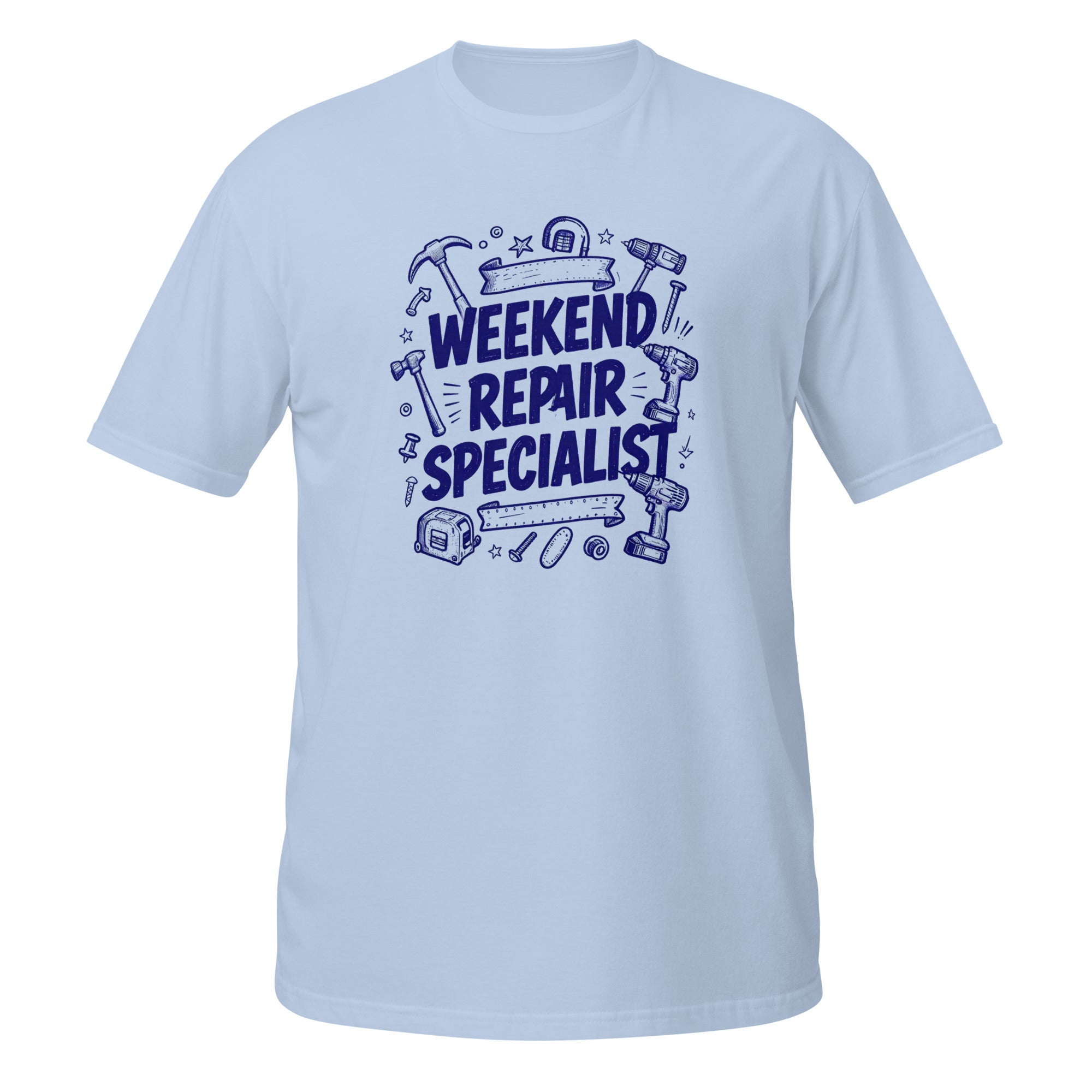 Weekend Repair Specialist Tee - Sketchline Tees blue ink doodle T-shirt