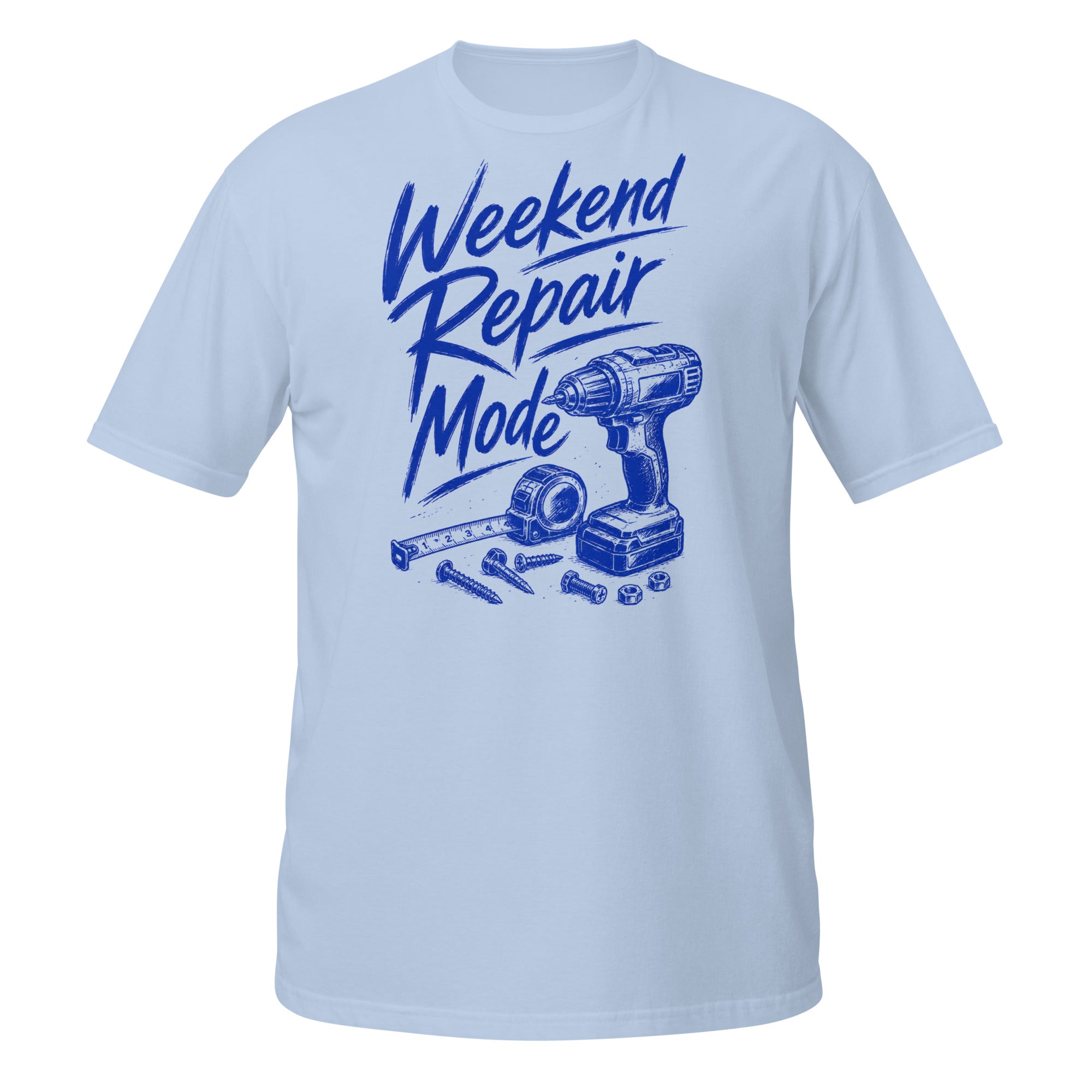 Weekend Repair Mode Tee - Sketchline Tees blue ink doodle T-shirt