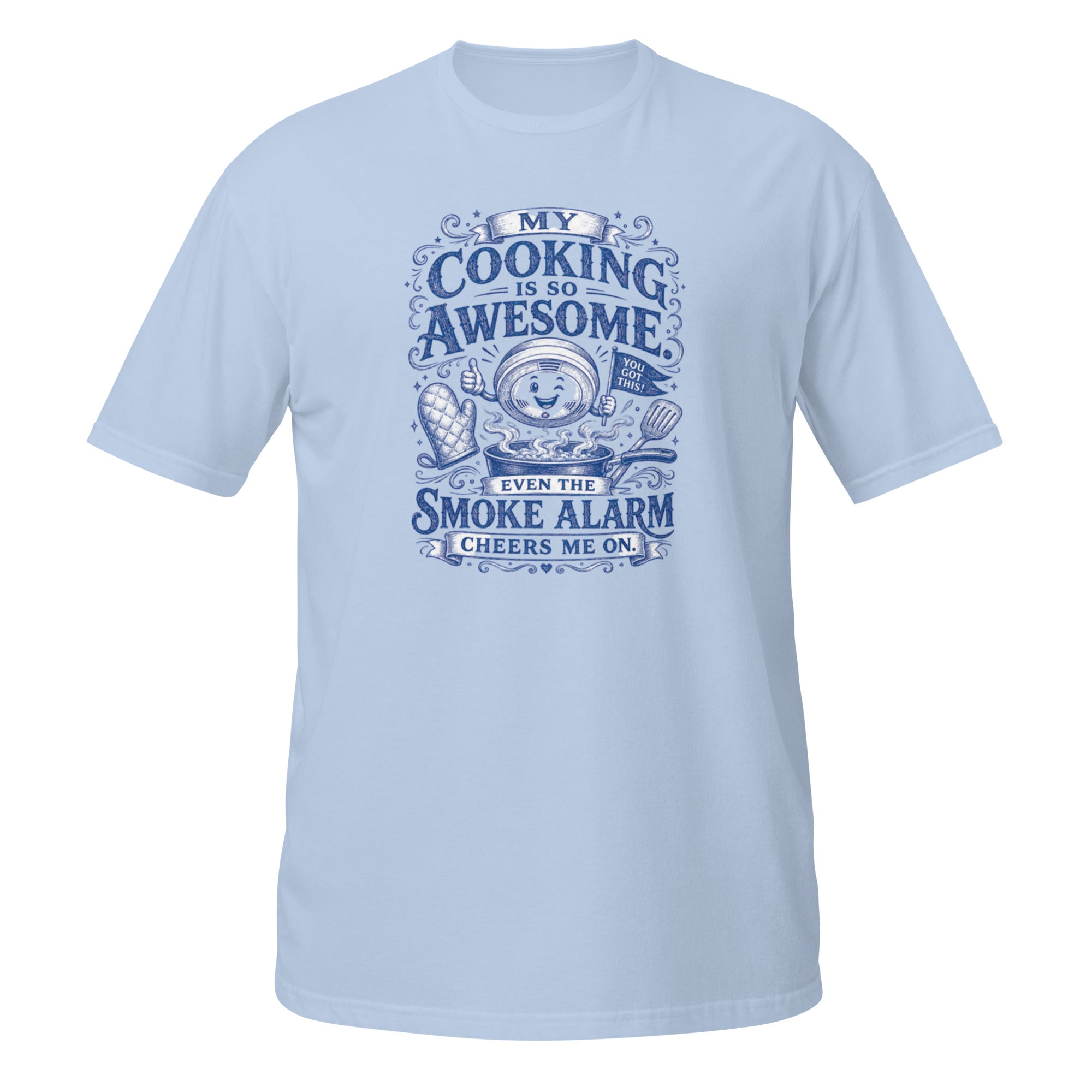 Cooking Is So Awesome Tee - Sketchline Tees blue ink doodle T-shirt