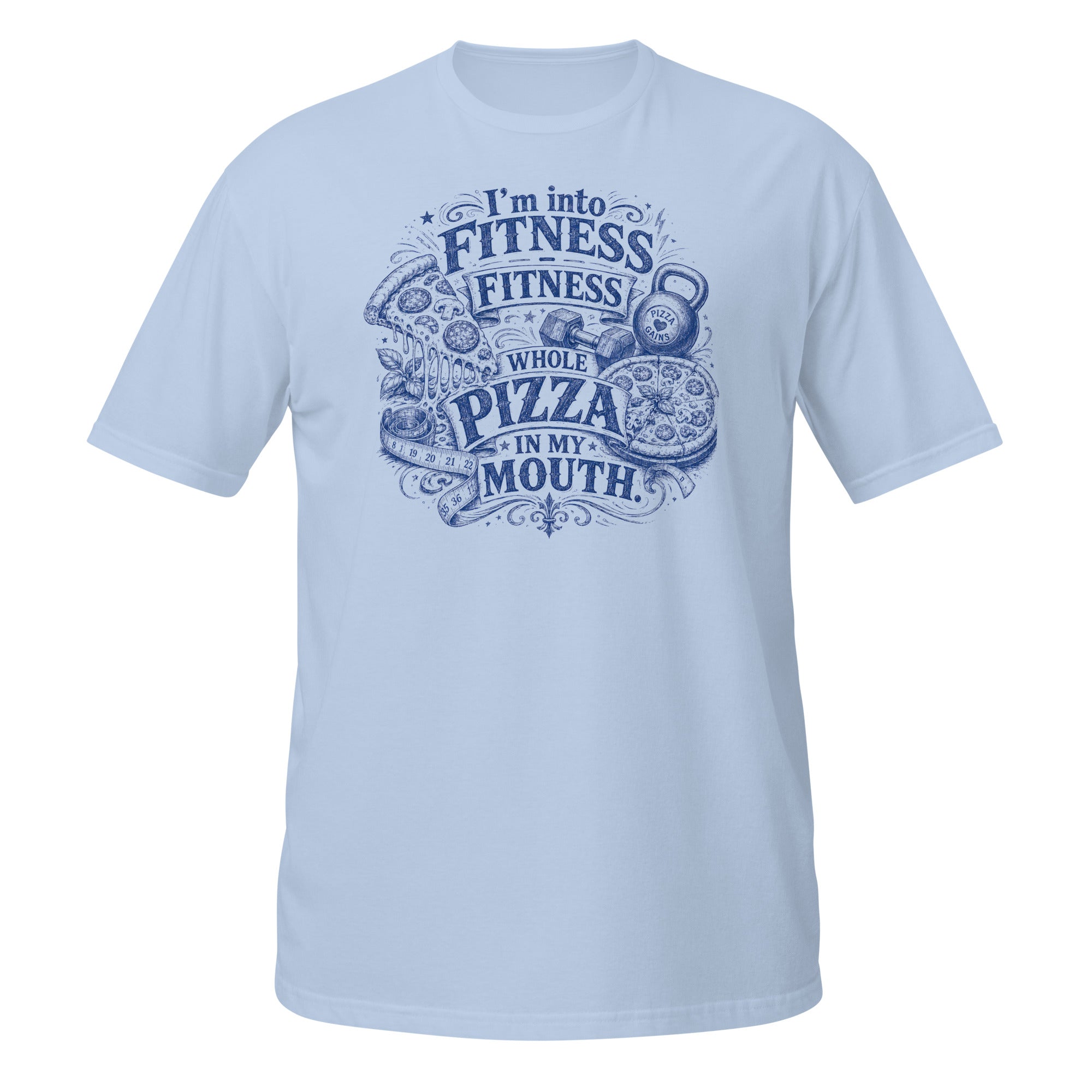 I'm Into Fitness Tee - Sketchline Tees blue ink doodle T-shirt