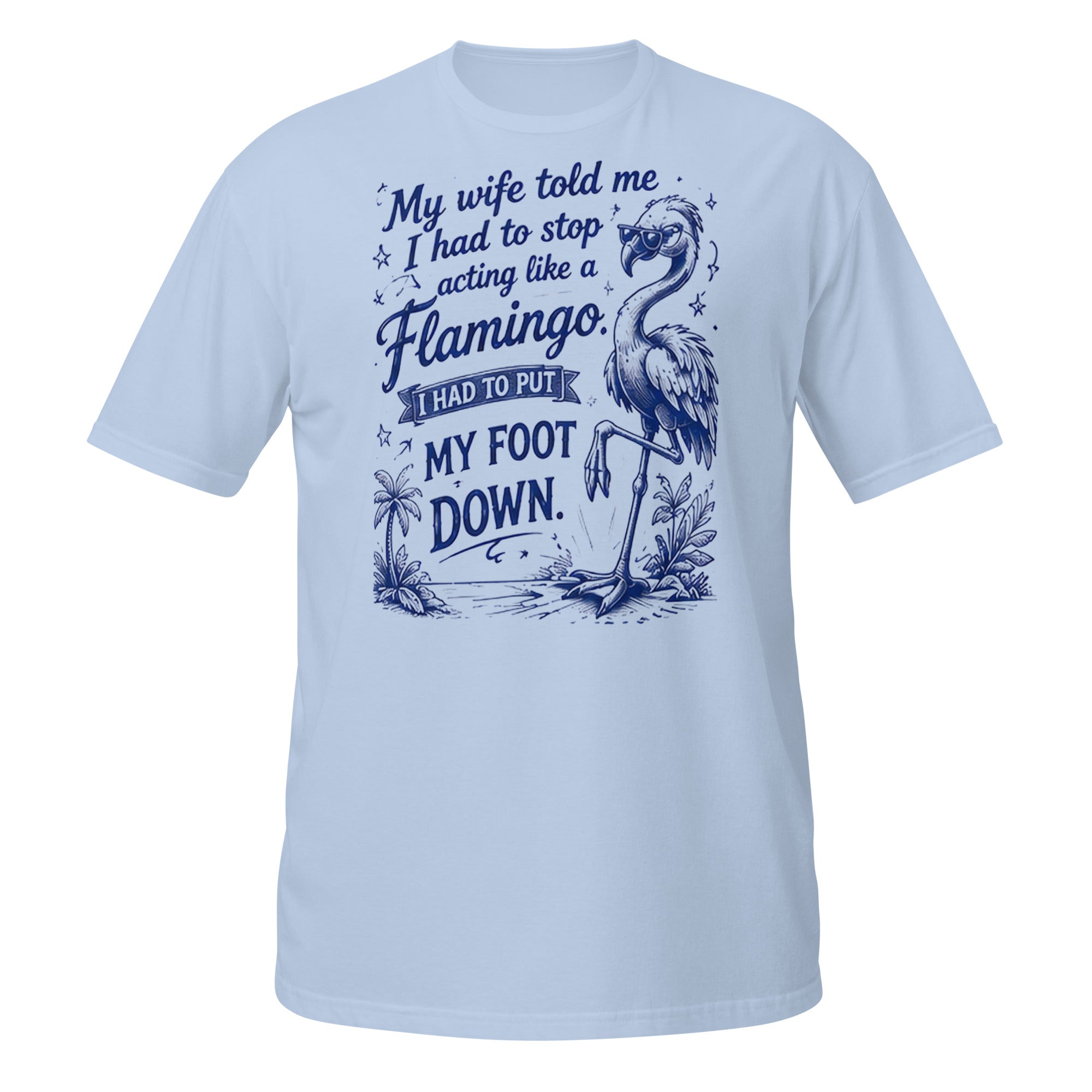 Flamingo Foot Down Tee - Sketchline Tees blue ink doodle T-shirt