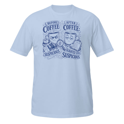 Before Coffee, After Coffee Tee - Sketchline Tees blue ink doodle T-shirt