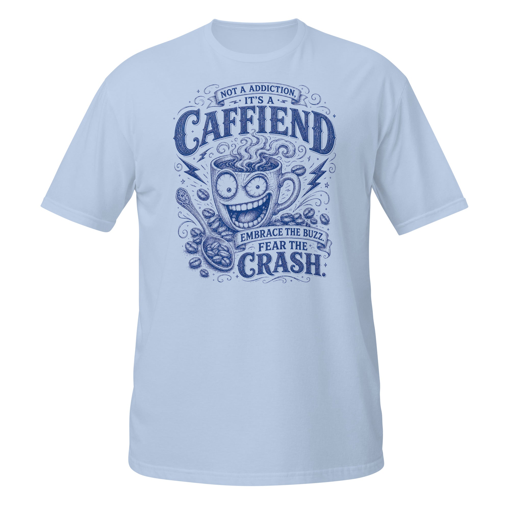 Caffiend Tee - Sketchline Tees blue ink doodle T-shirt