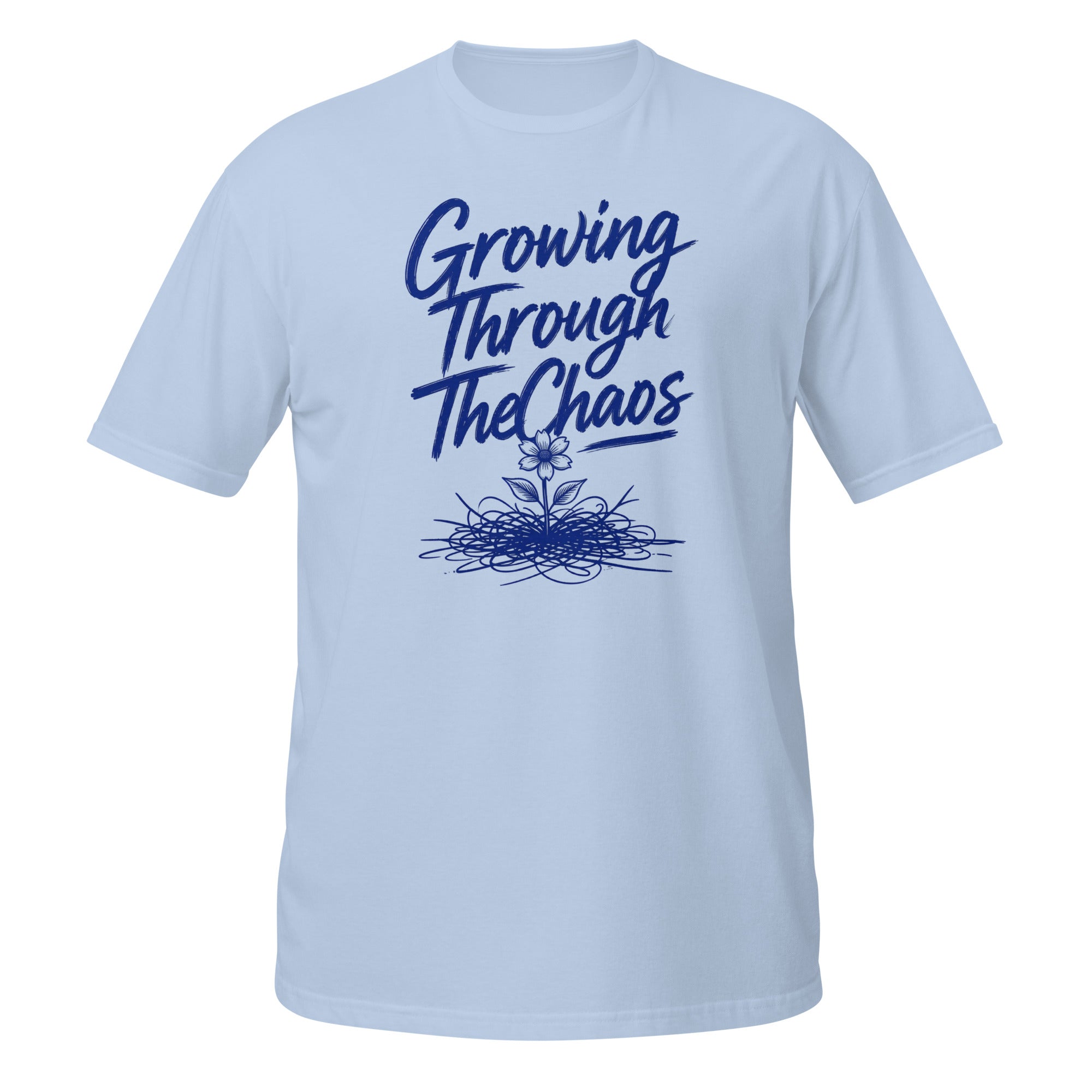 Growing Through the Chaos Tee - Sketchline Tees blue ink doodle T-shirt