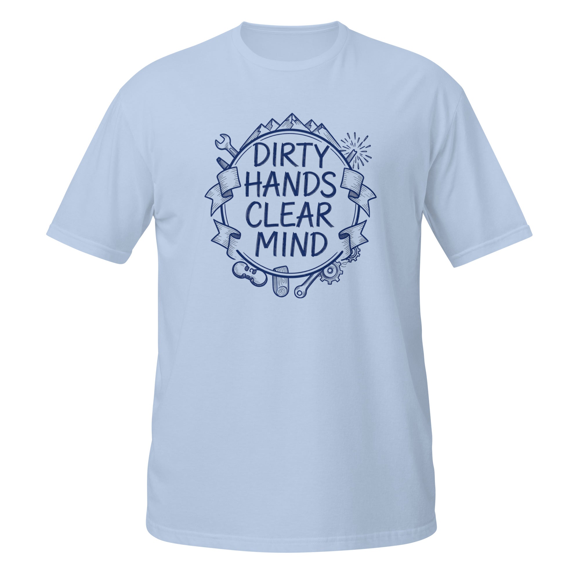 Dirty Hands, Clear Mind Tee - Sketchline Tees blue ink doodle T-shirt