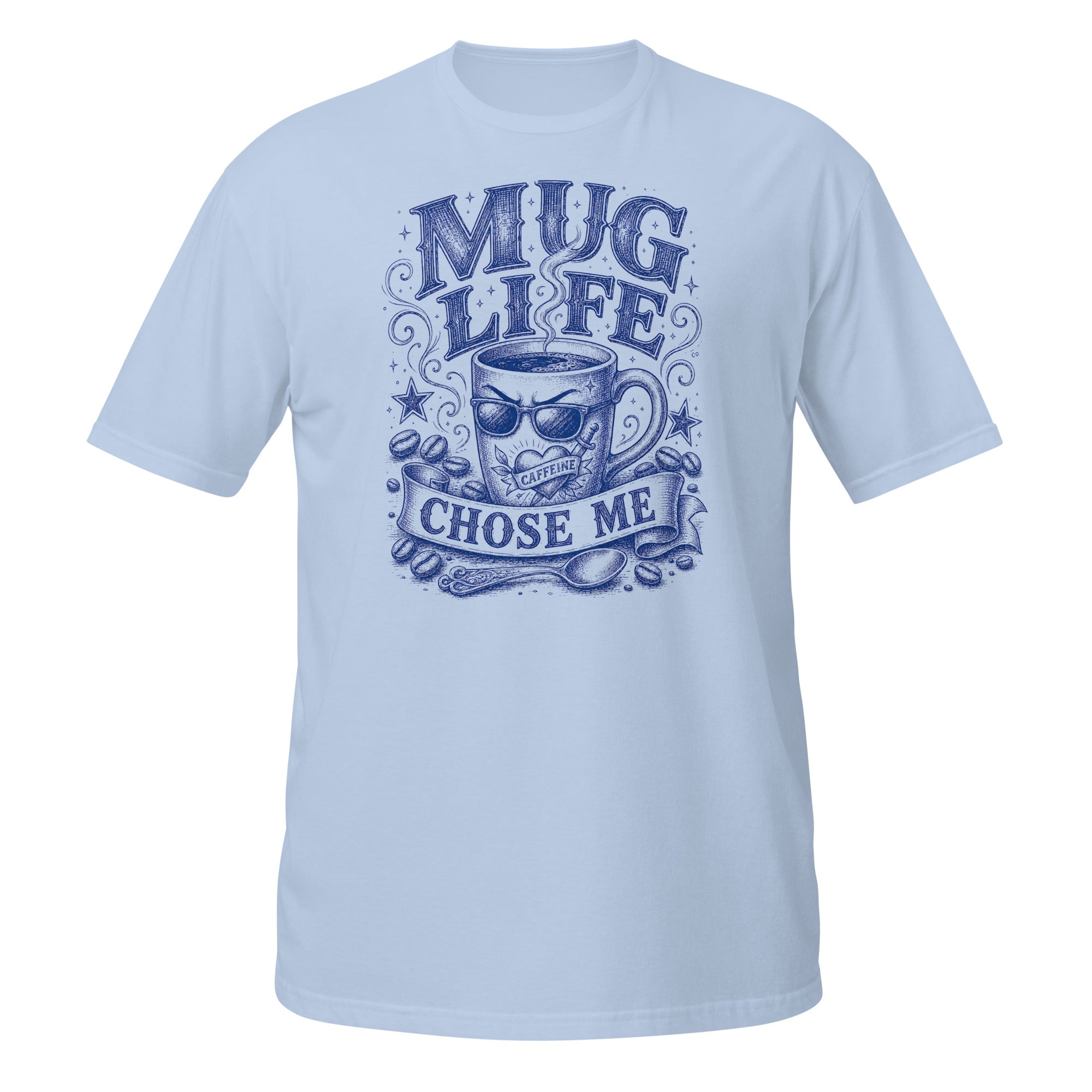 Mug Life Tee - Sketchline Tees blue ink doodle T-shirt