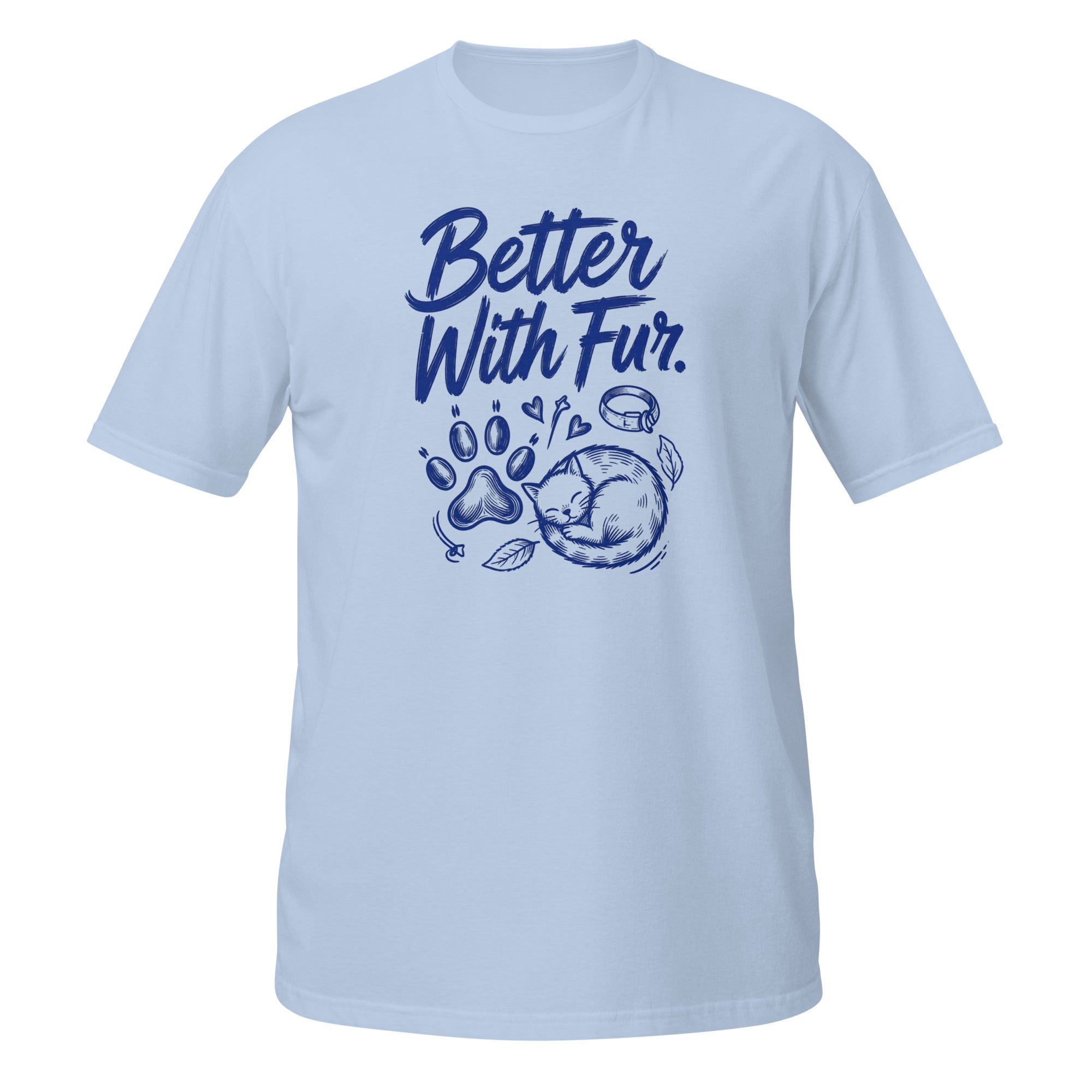 Better With Fur Tee - Sketchline Tees blue ink doodle T-shirt