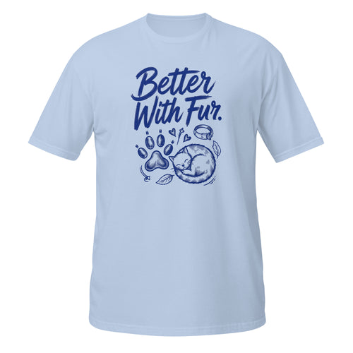 Better With Fur Tee - Sketchline Tees blue ink doodle T-shirt