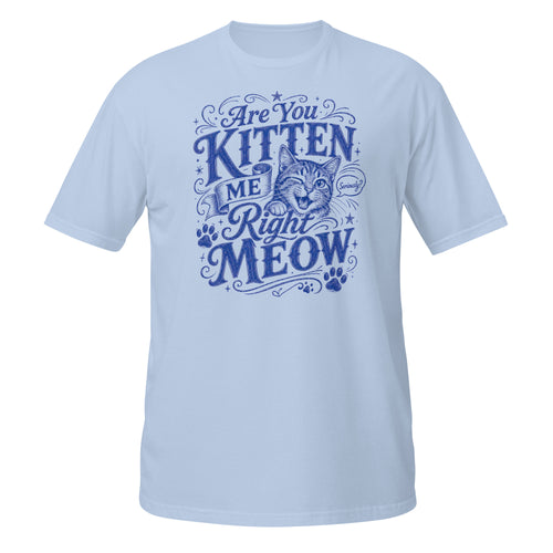 Are You Kitten Me Right Meow Tee - Sketchline Tees blue ink doodle T-shirt