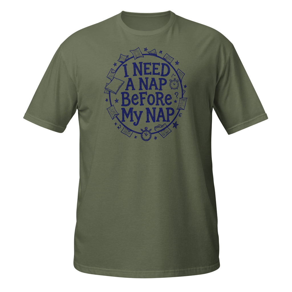 I Need a Nap Before My Nap Tee - Sketchline Tees blue ink doodle T-shirt