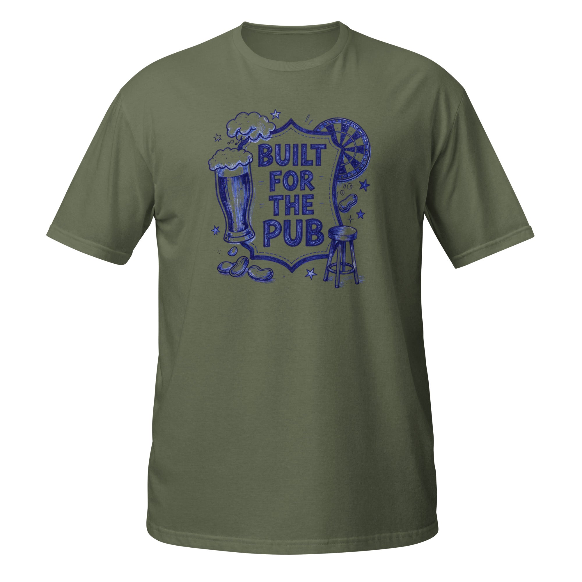 Built for the Pub Tee - Sketchline Tees blue ink doodle T-shirt