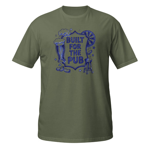 Built for the Pub Tee - Sketchline Tees blue ink doodle T-shirt