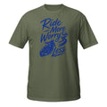 Ride More, Worry Less Tee - Sketchline Tees blue ink doodle T-shirt