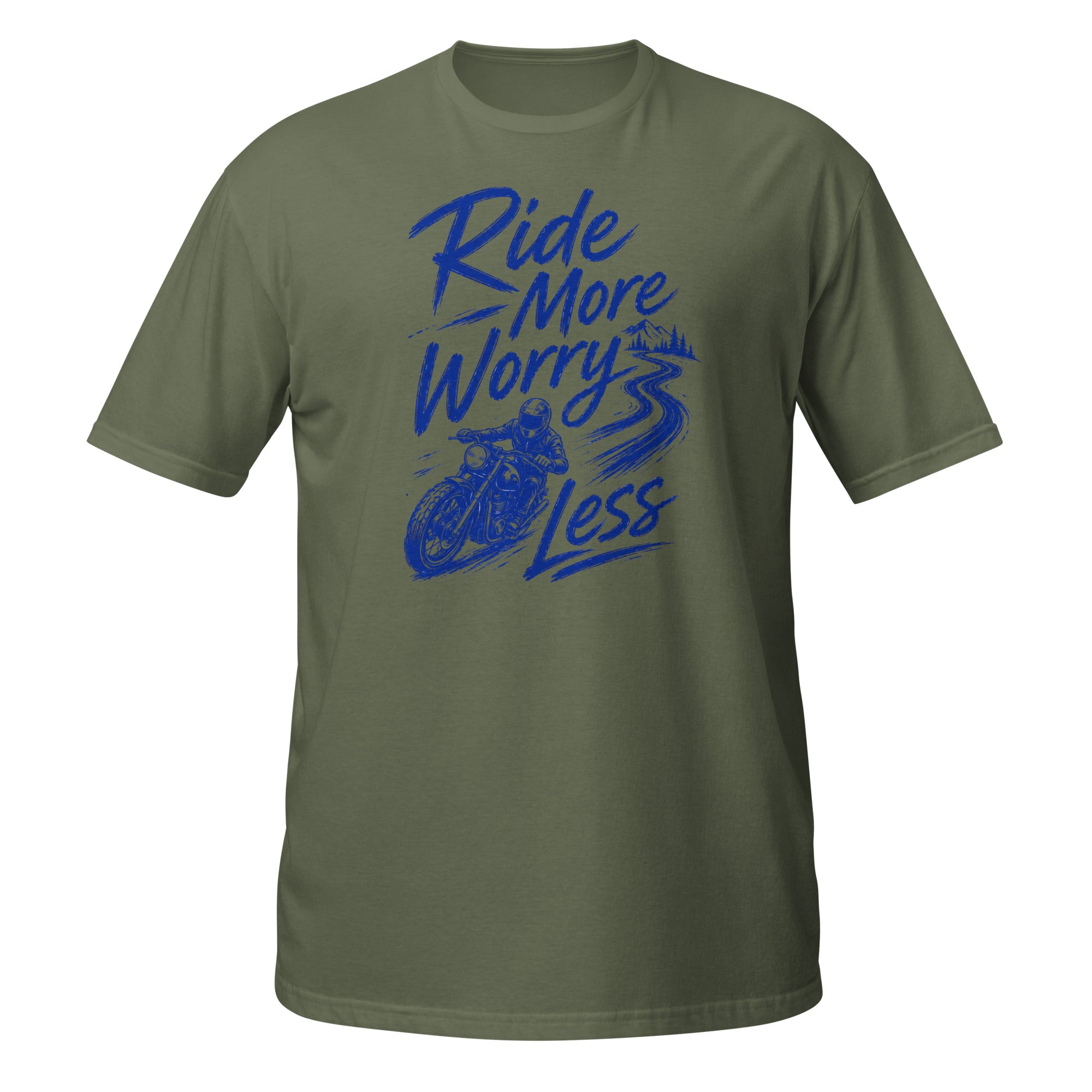 Ride More, Worry Less Tee - Sketchline Tees blue ink doodle T-shirt