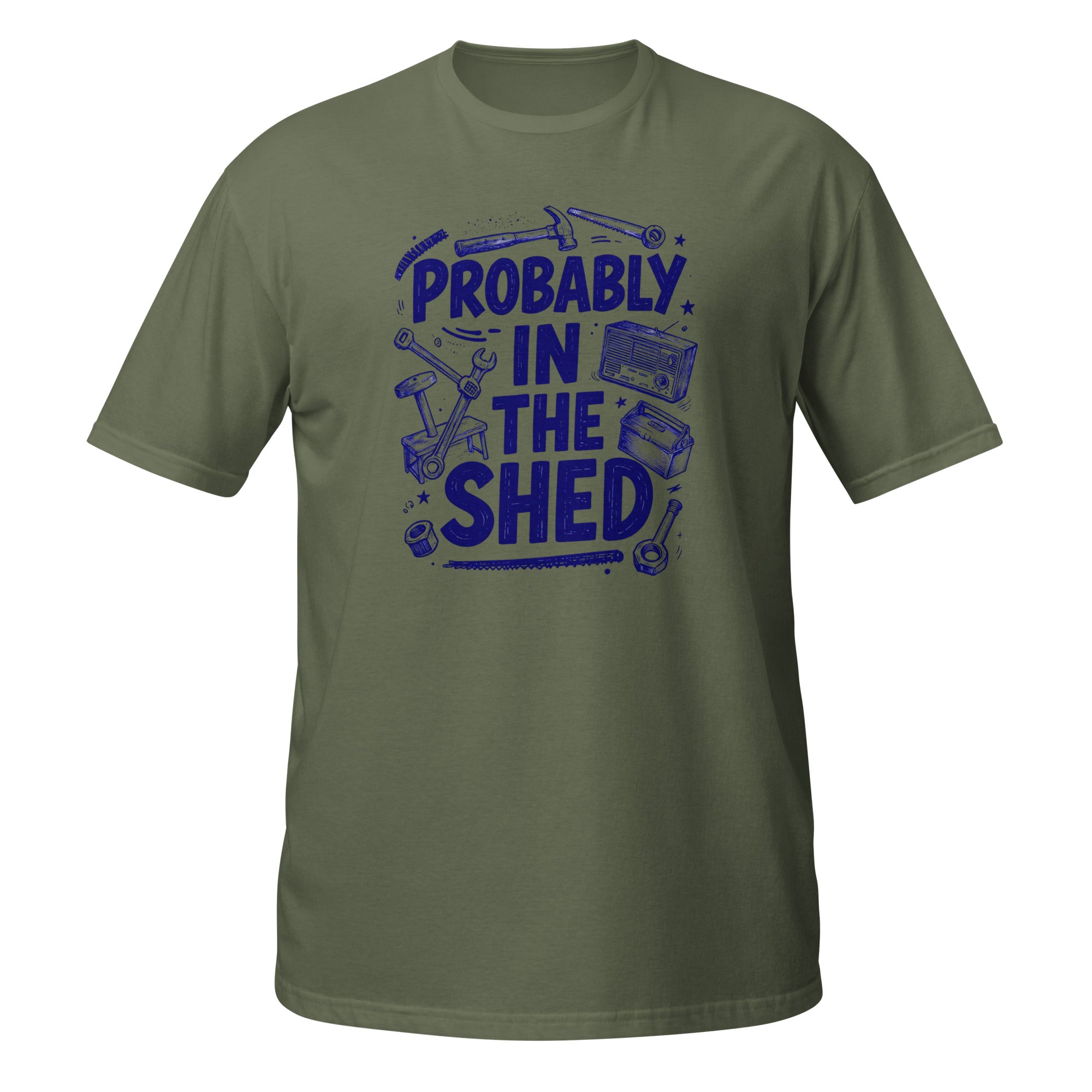 Probably in the Shed Tee - Sketchline Tees blue ink doodle T-shirt