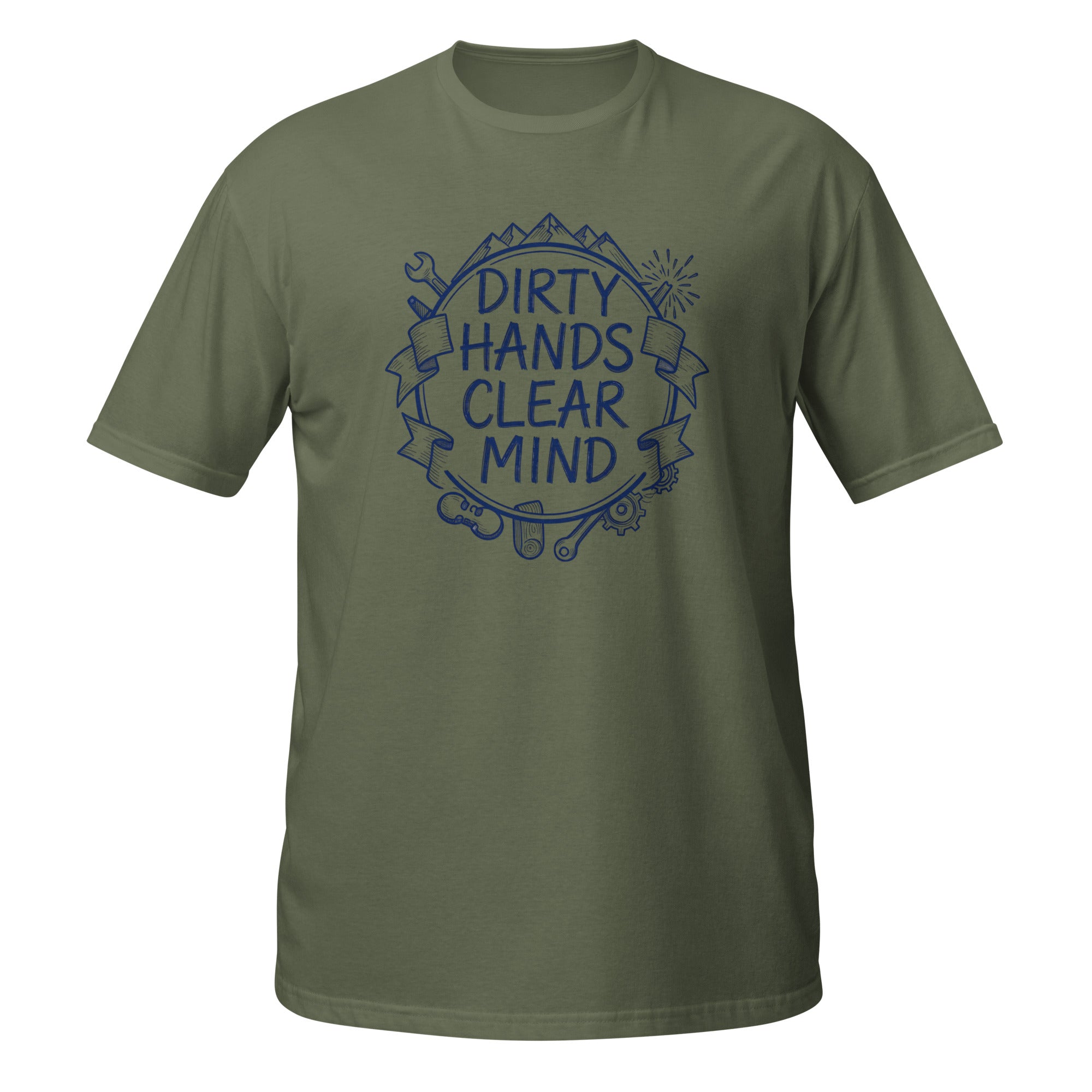 Dirty Hands, Clear Mind Tee - Sketchline Tees blue ink doodle T-shirt
