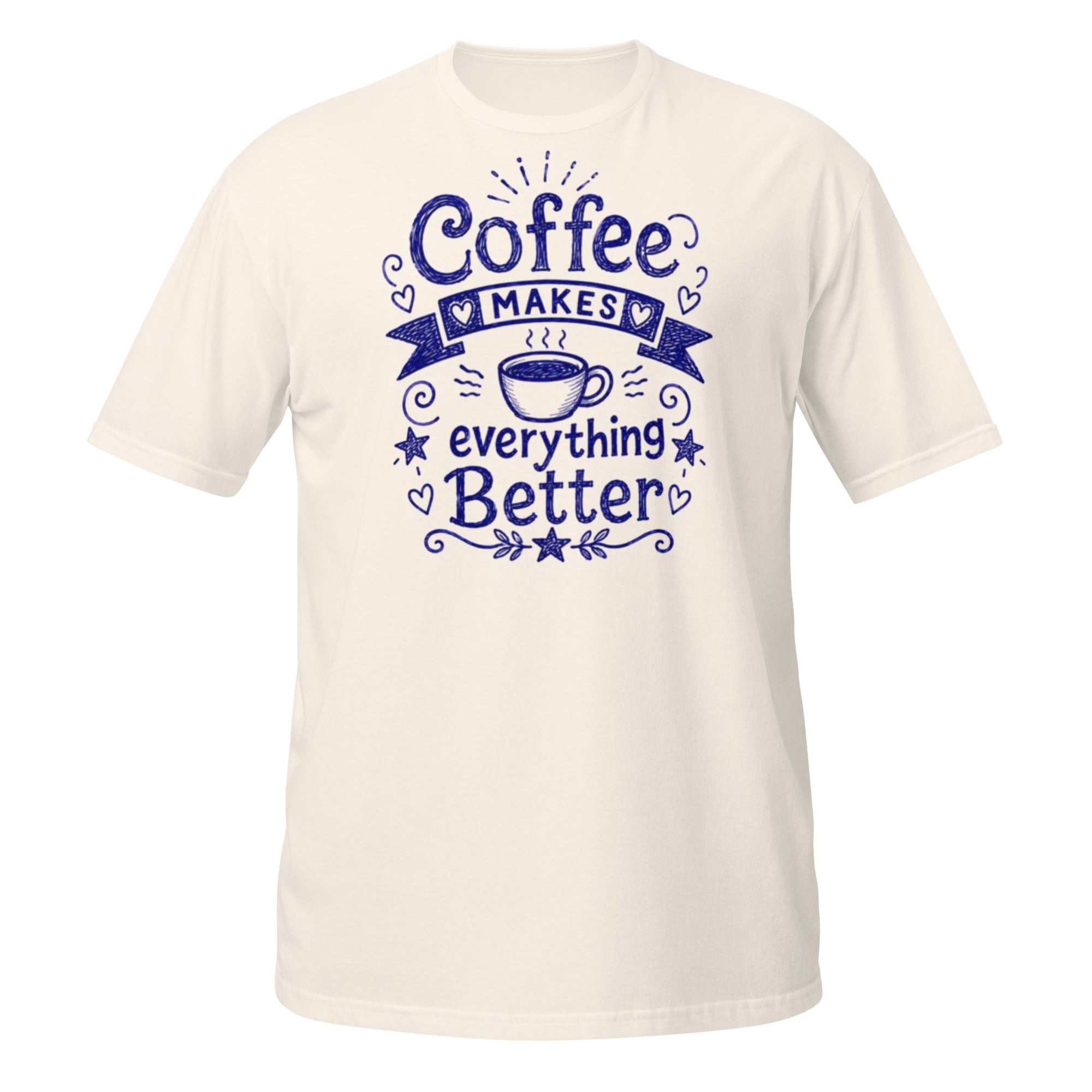 Coffee Makes Everything Better Tee - Sketchline Tees blue ink doodle T-shirt