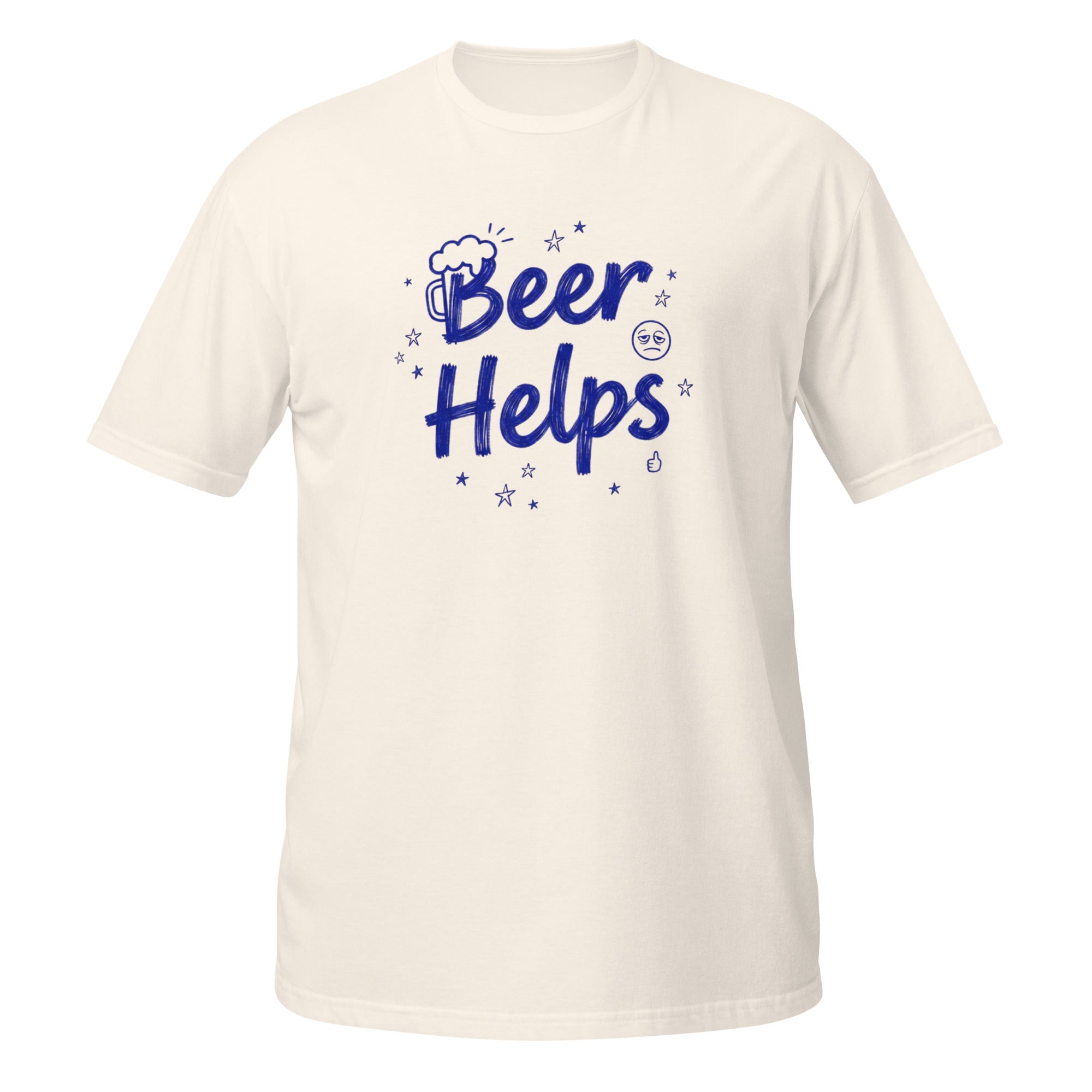 Beer Helps Tee - Sketchline Tees blue ink doodle T-shirt