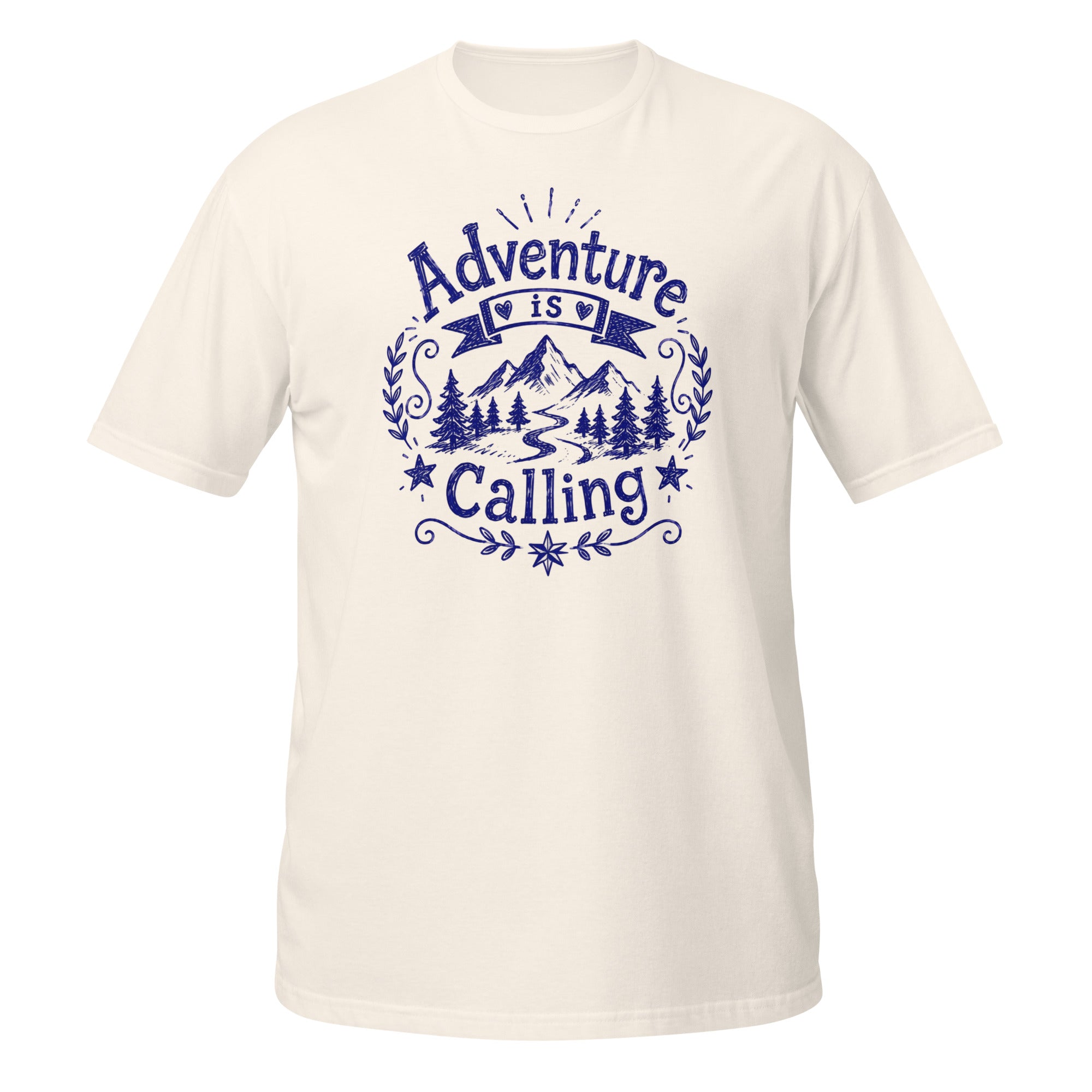 Adventure Is Calling Tee - Sketchline Tees blue ink doodle T-shirt