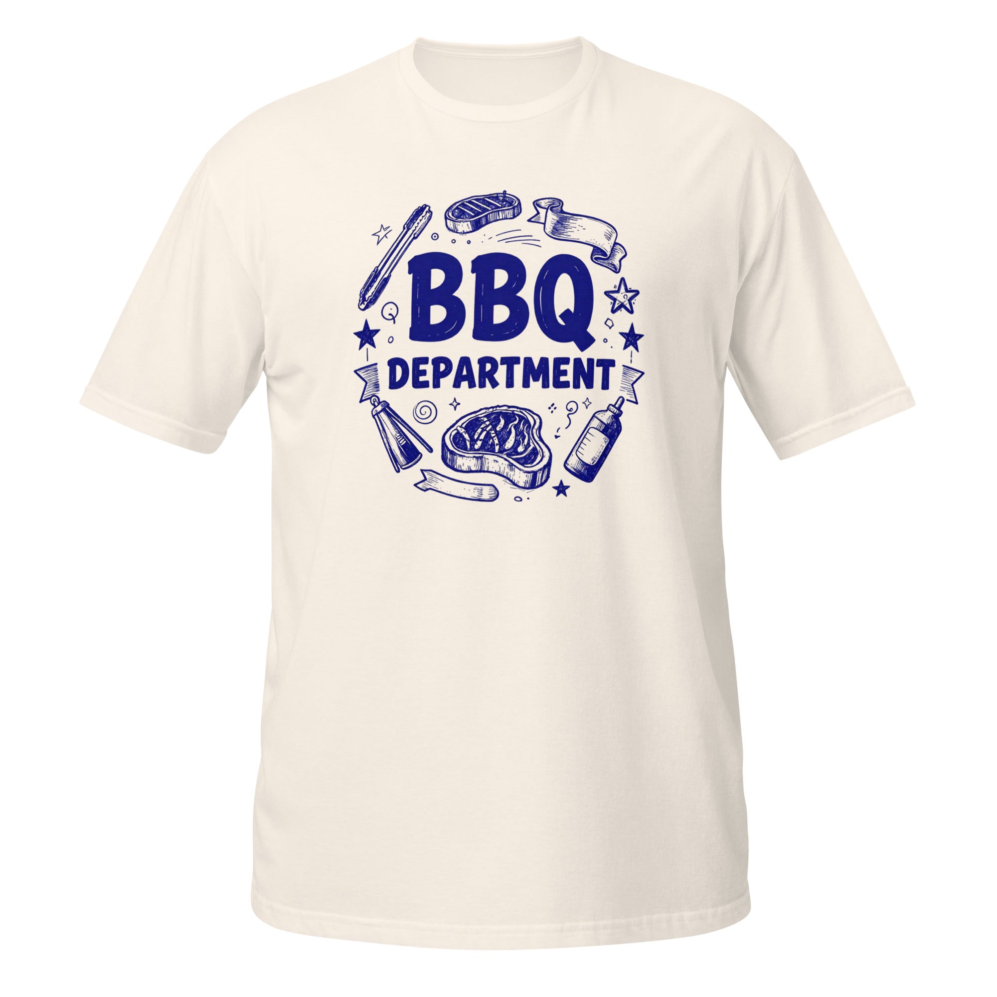 BBQ Department Tee - Sketchline Tees blue ink doodle T-shirt