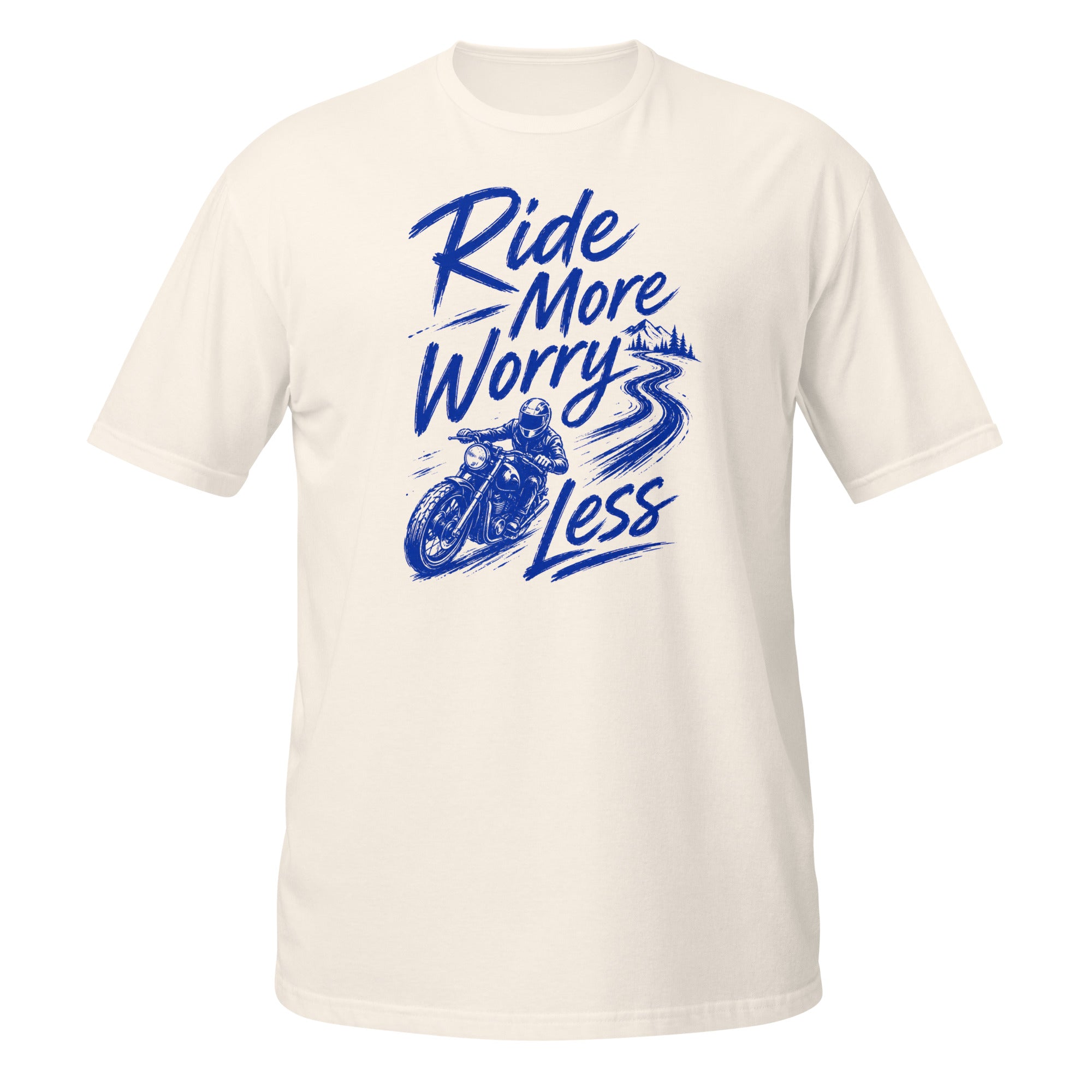 Ride More, Worry Less Tee - Sketchline Tees blue ink doodle T-shirt