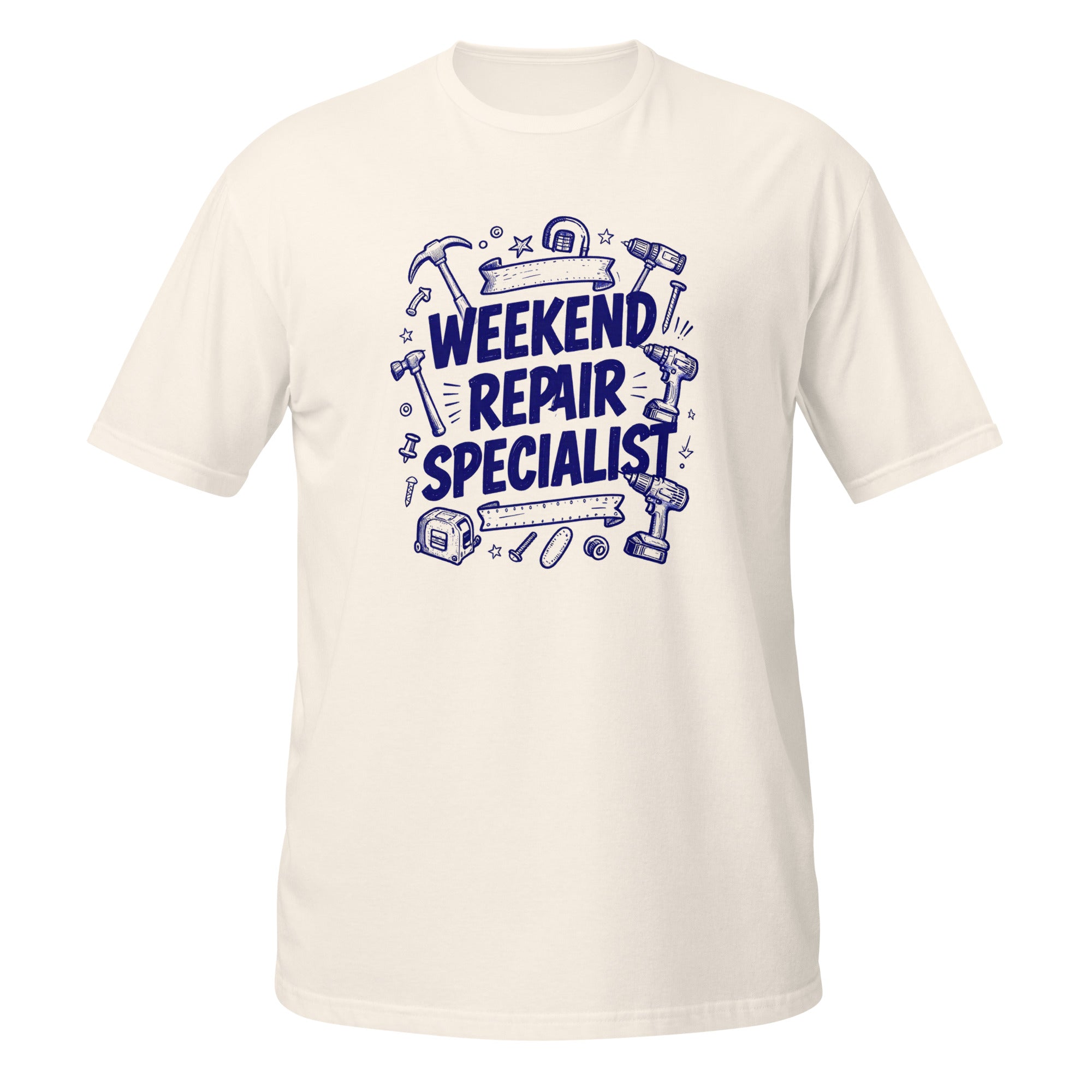 Weekend Repair Specialist Tee - Sketchline Tees blue ink doodle T-shirt