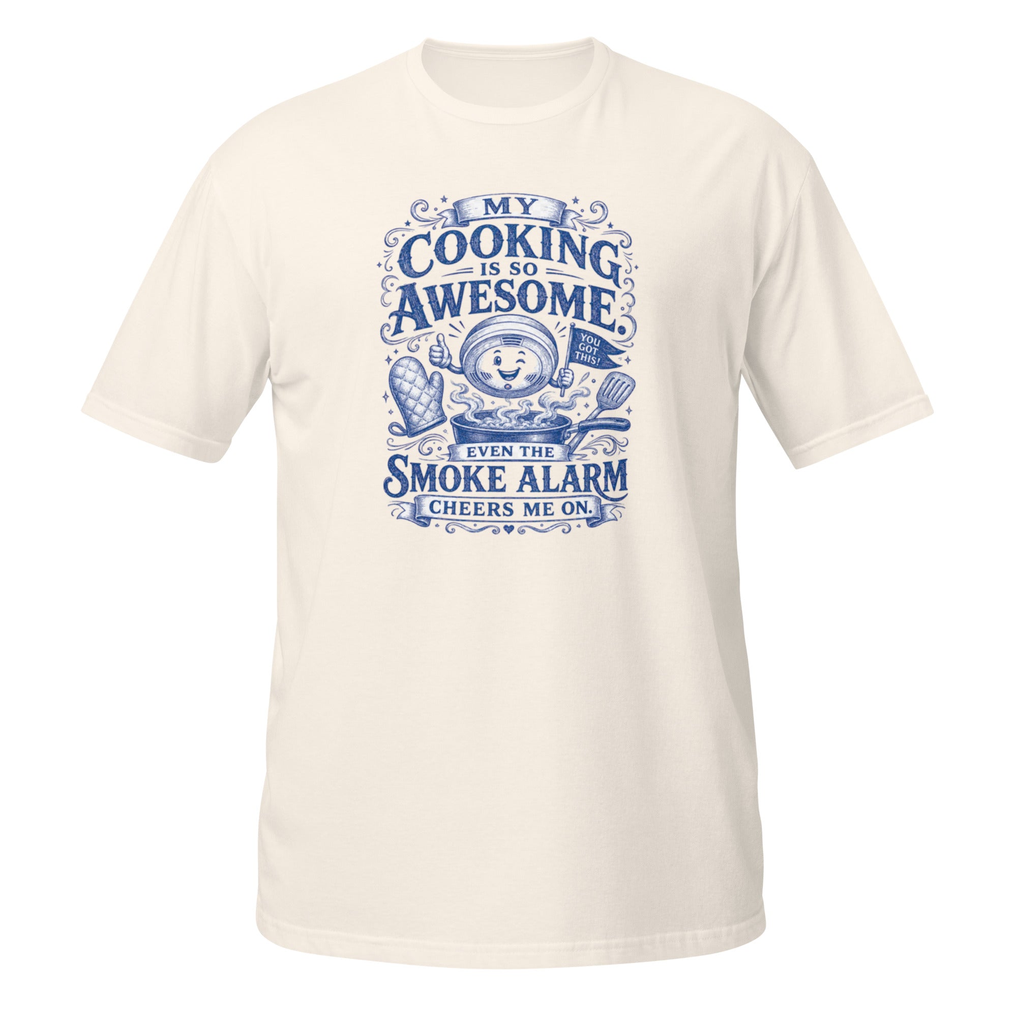 Cooking Is So Awesome Tee - Sketchline Tees blue ink doodle T-shirt