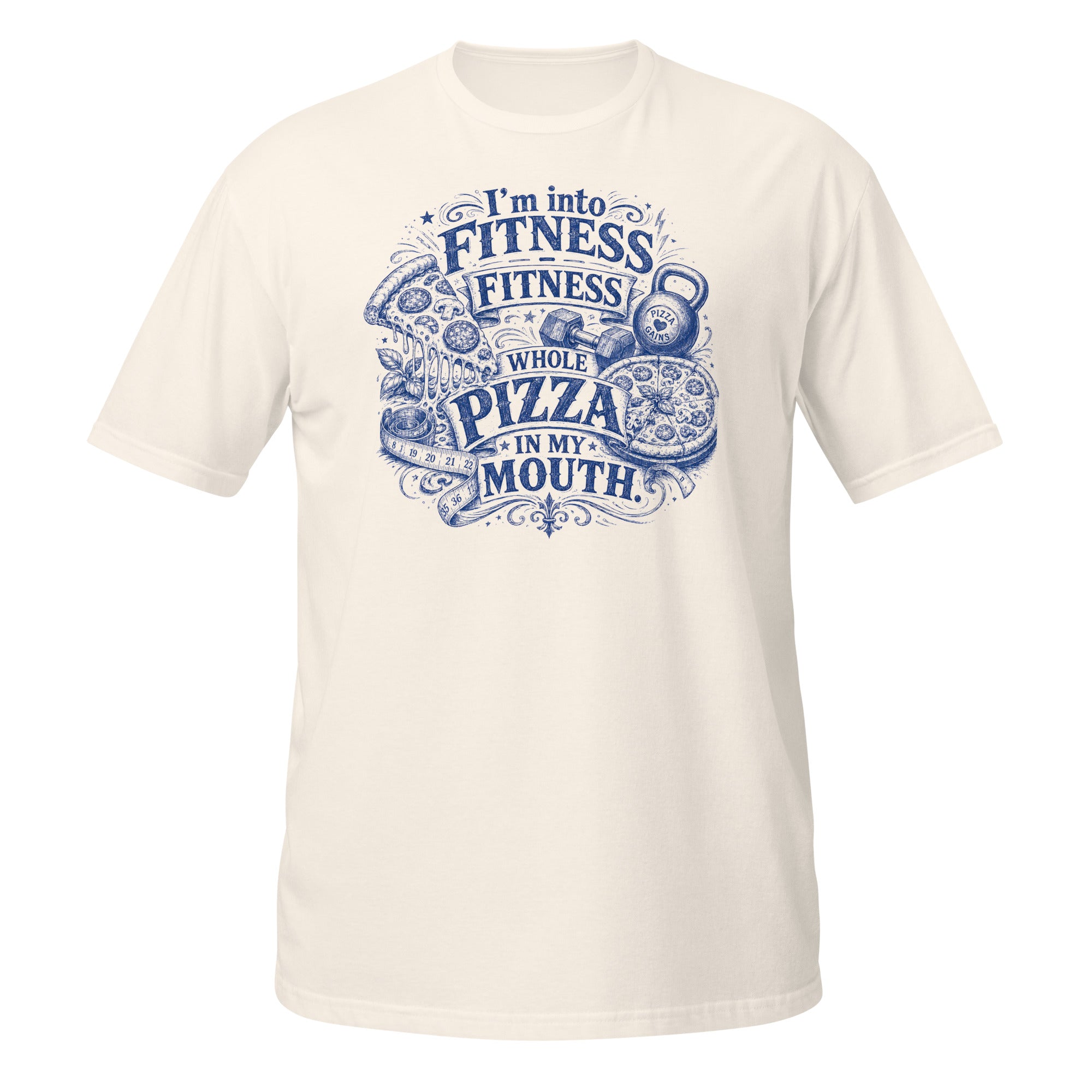 I'm Into Fitness Tee - Sketchline Tees blue ink doodle T-shirt