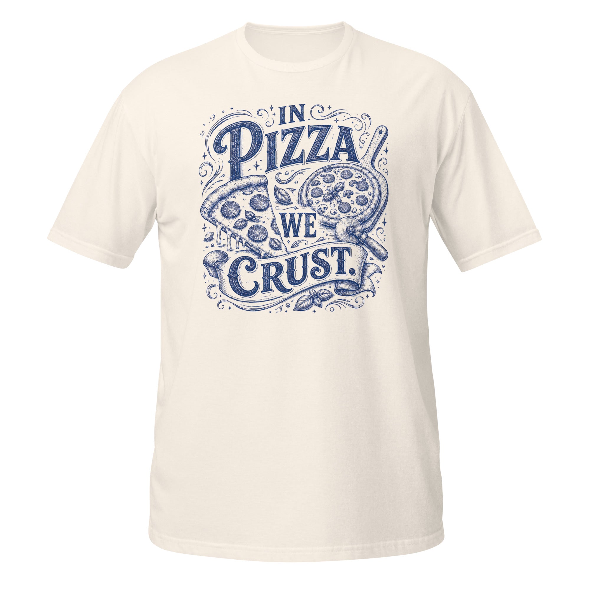 In Pizza We Crust Tee - Sketchline Tees blue ink doodle T-shirt