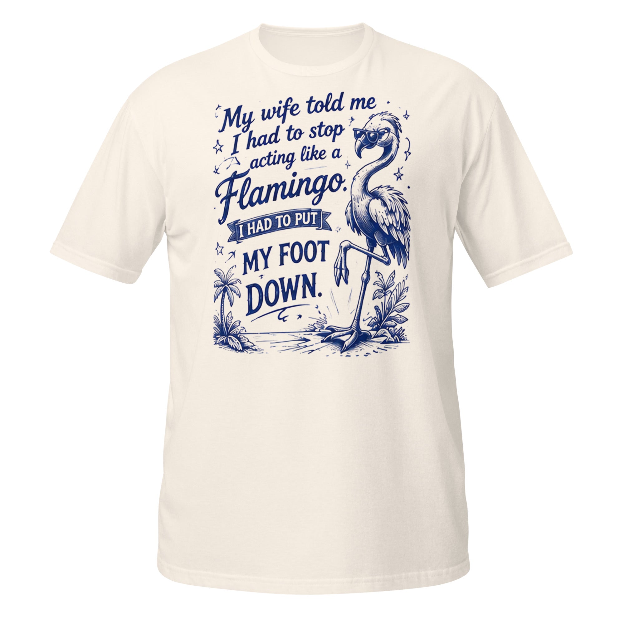 Flamingo Foot Down Tee - Sketchline Tees blue ink doodle T-shirt