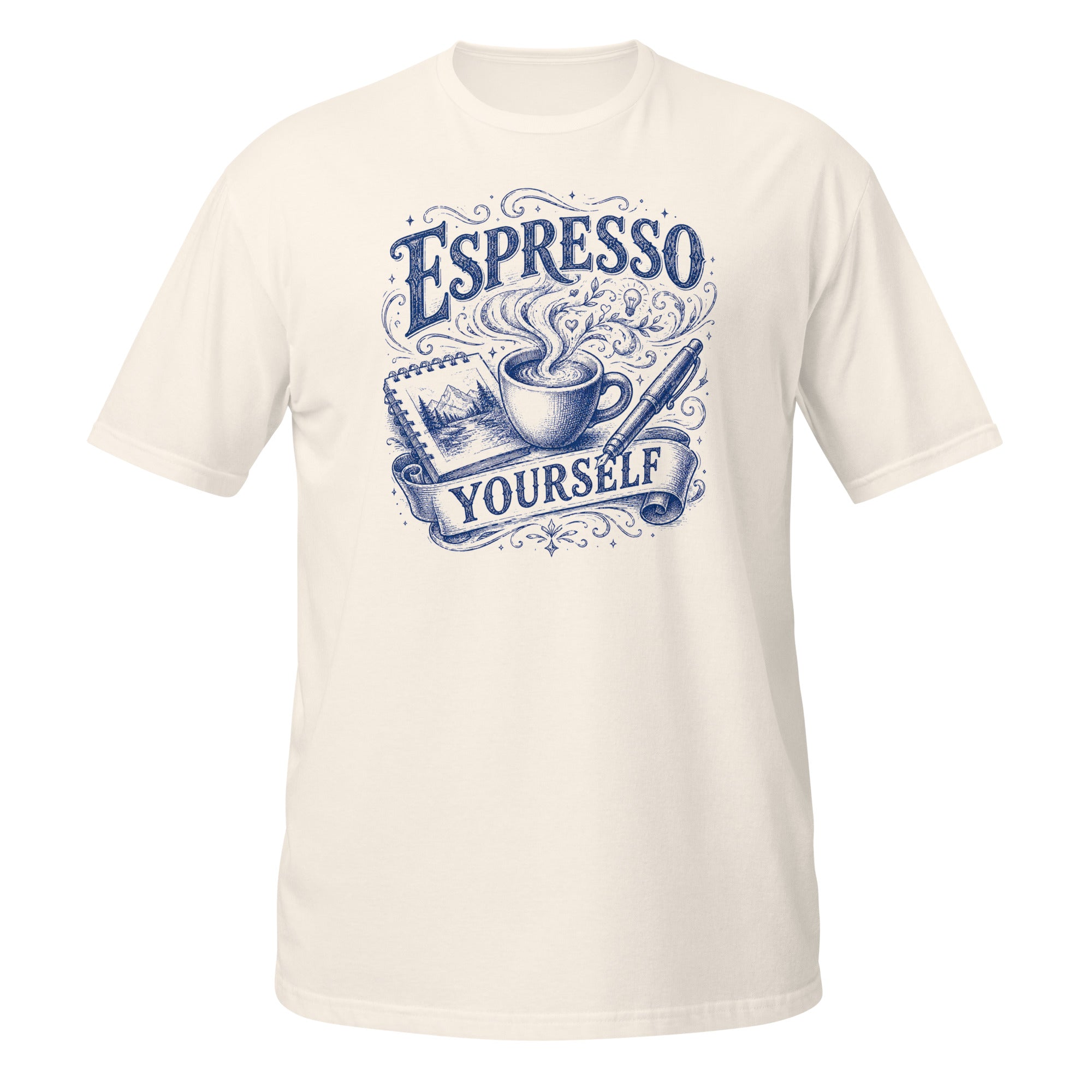 Espresso Yourself Tee - Sketchline Tees blue ink doodle T-shirt