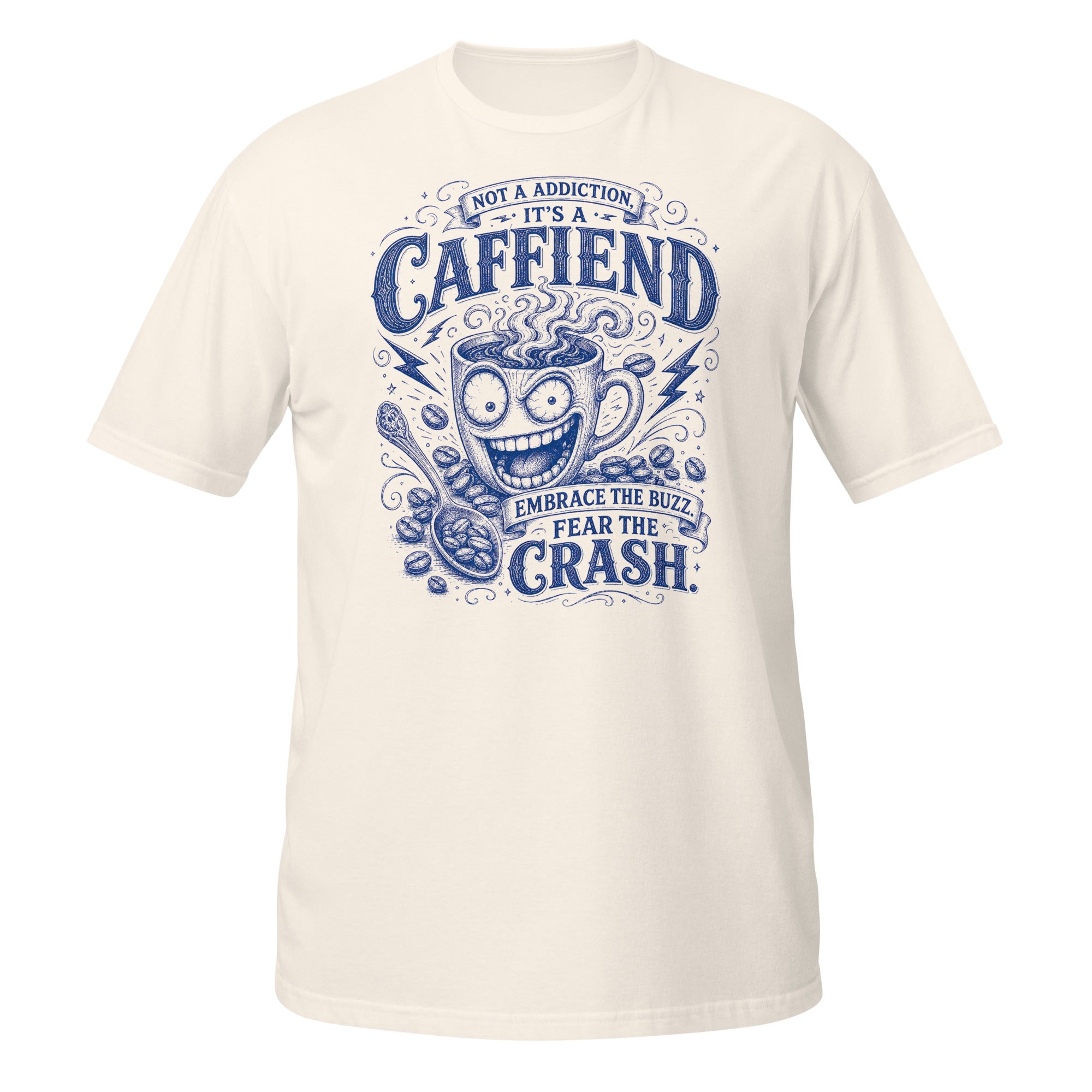Caffiend Tee - Sketchline Tees blue ink doodle T-shirt