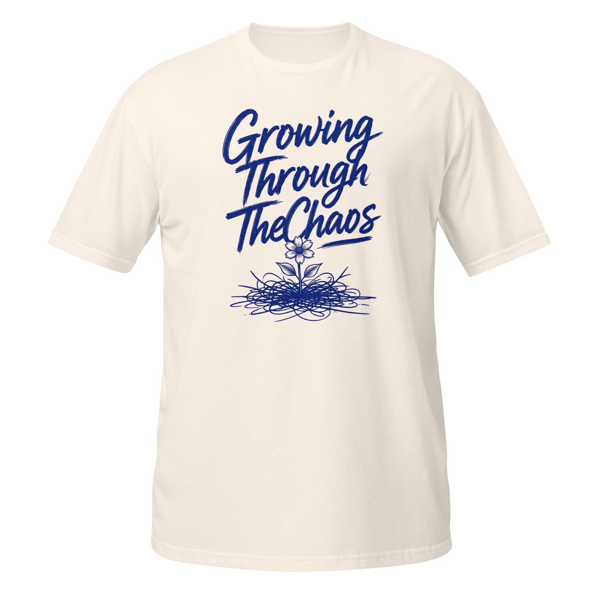 Growing Through the Chaos Tee - Sketchline Tees blue ink doodle T-shirt