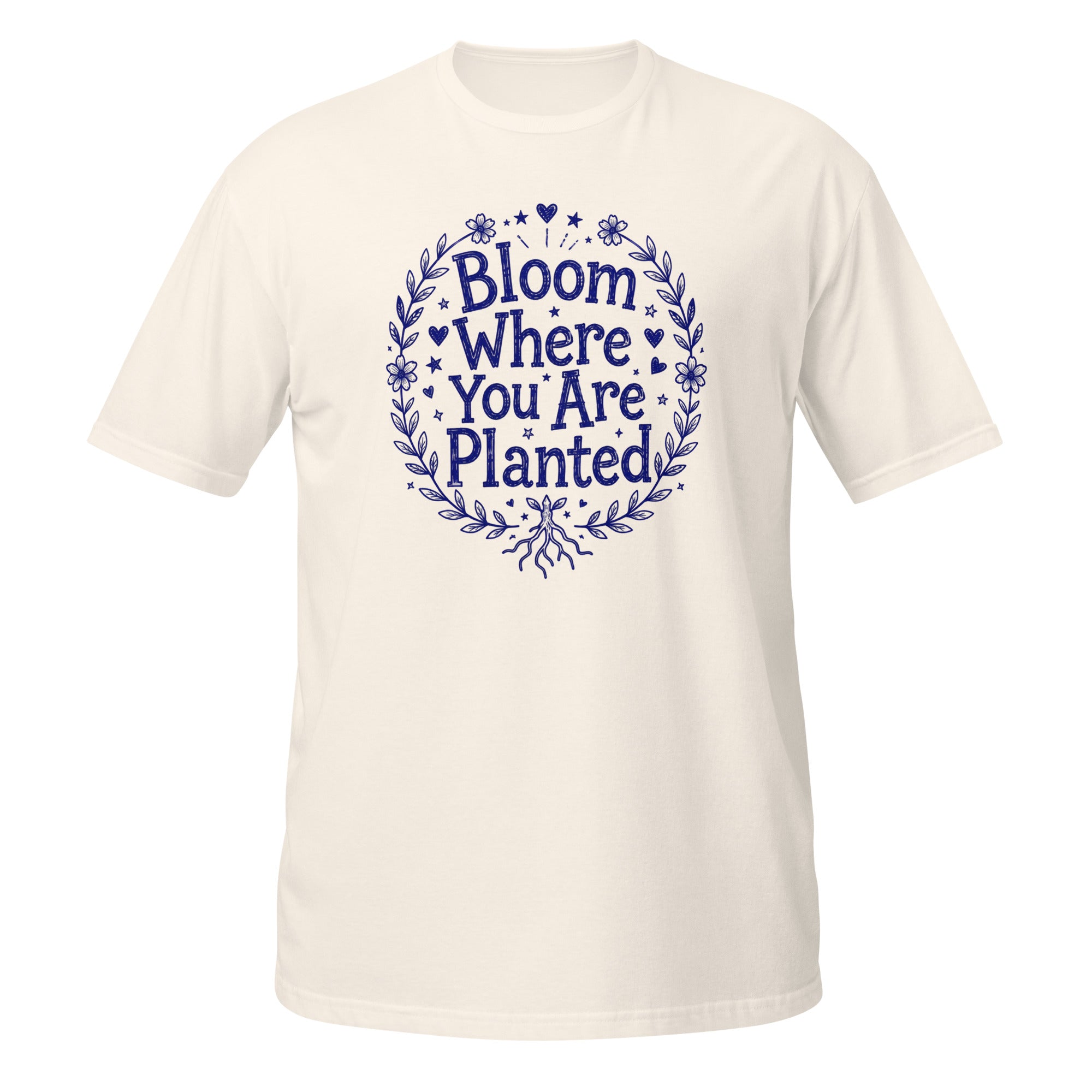 Bloom Where You Are Planted Tee - Sketchline Tees blue ink doodle T-shirt