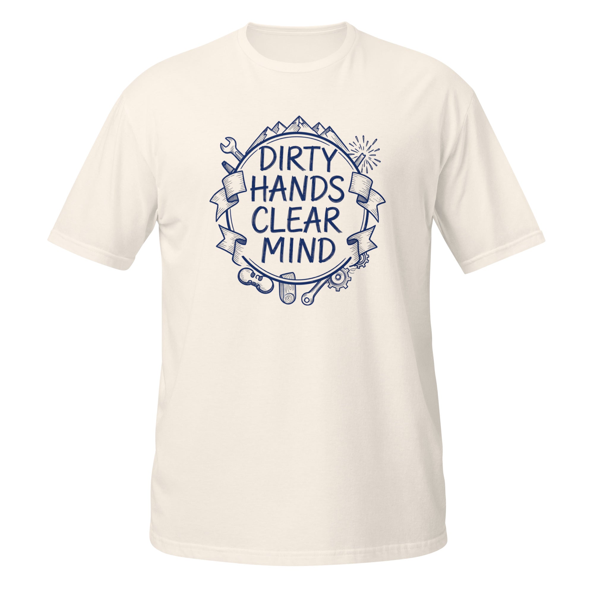 Dirty Hands, Clear Mind Tee - Sketchline Tees blue ink doodle T-shirt