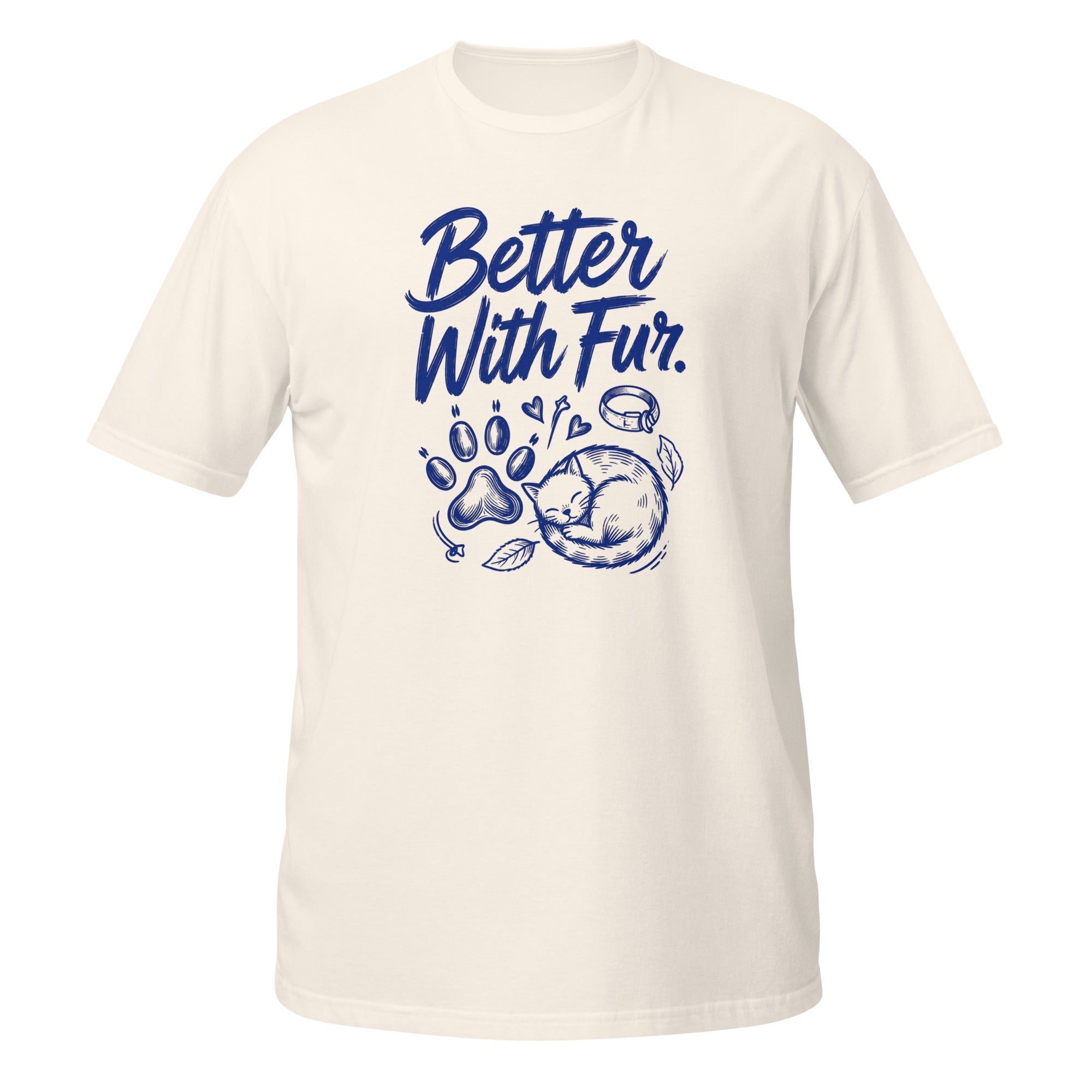 Better With Fur Tee - Sketchline Tees blue ink doodle T-shirt