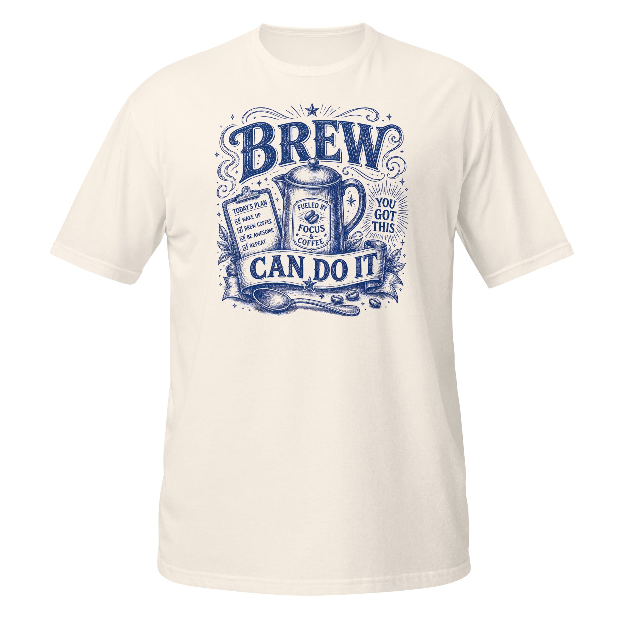 Brew Can Do It Tee - Sketchline Tees blue ink doodle T-shirt