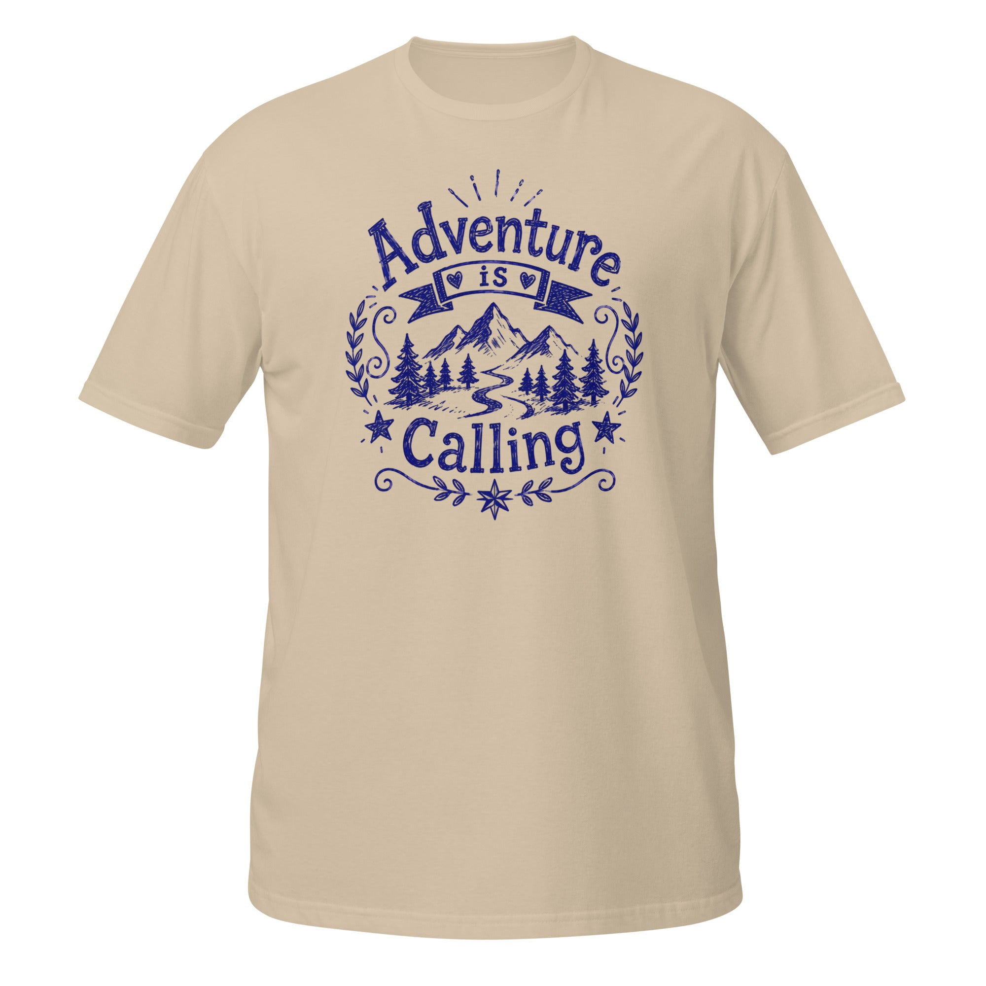 Adventure Is Calling Tee - Sketchline Tees blue ink doodle T-shirt