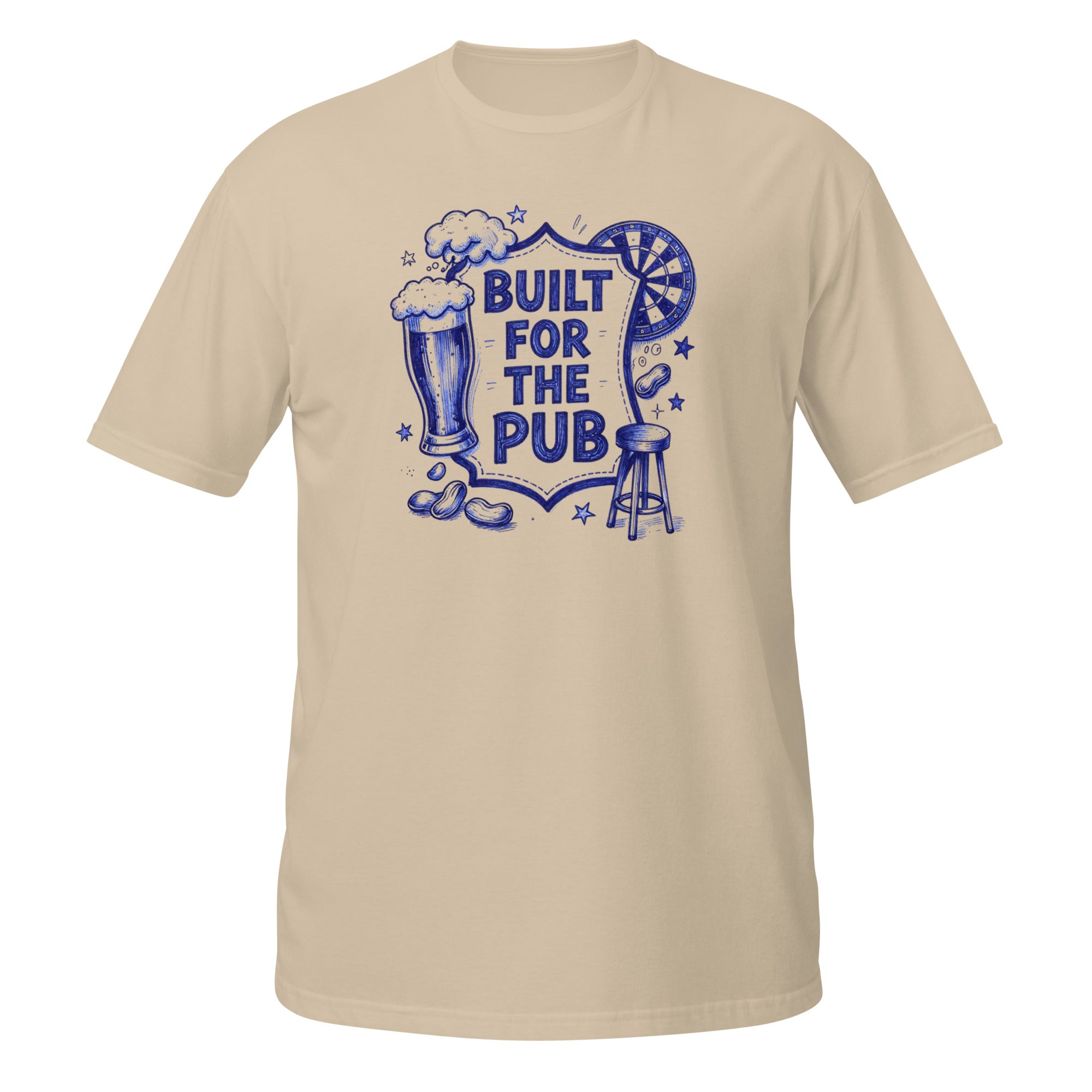 Built for the Pub Tee - Sketchline Tees blue ink doodle T-shirt
