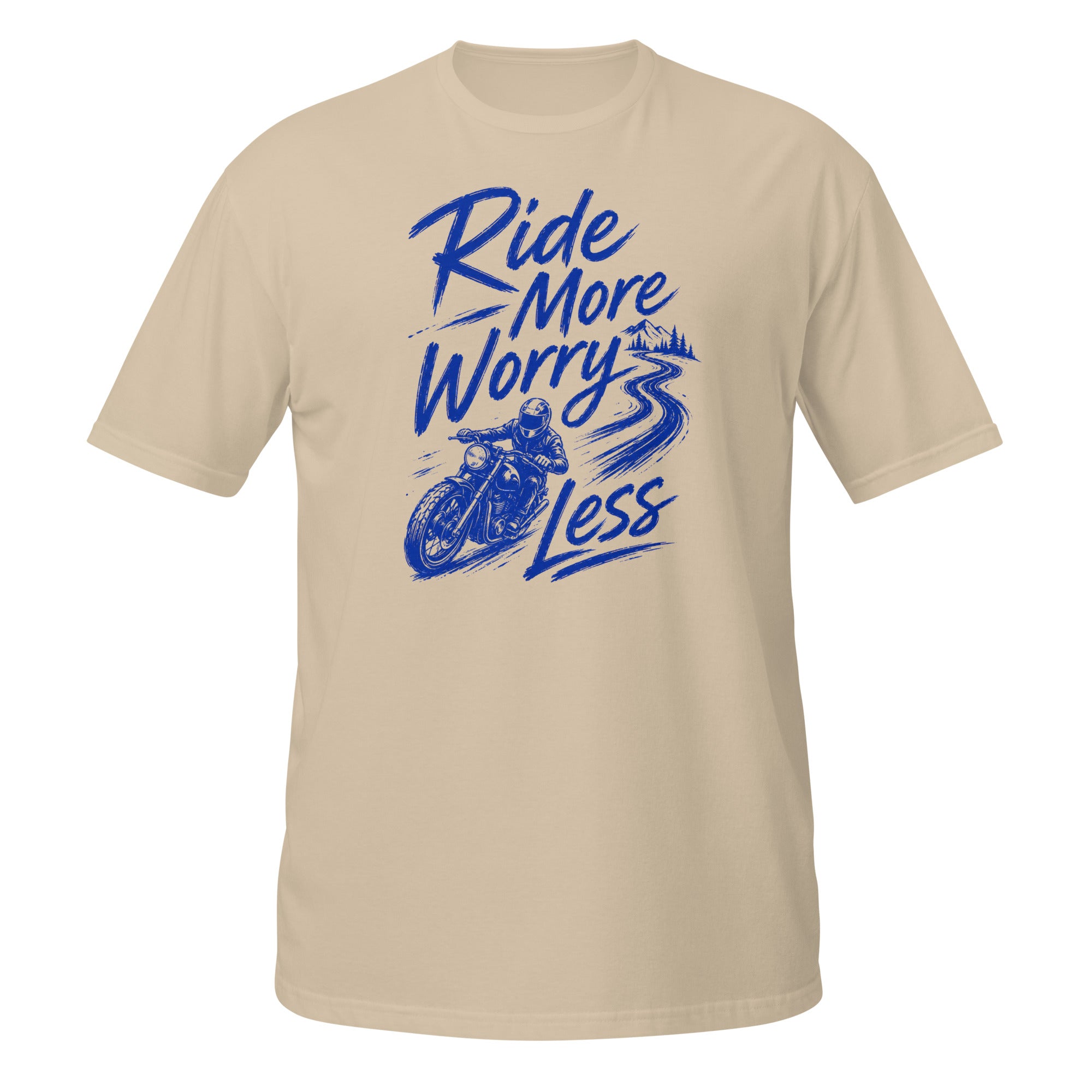 Ride More, Worry Less Tee - Sketchline Tees blue ink doodle T-shirt