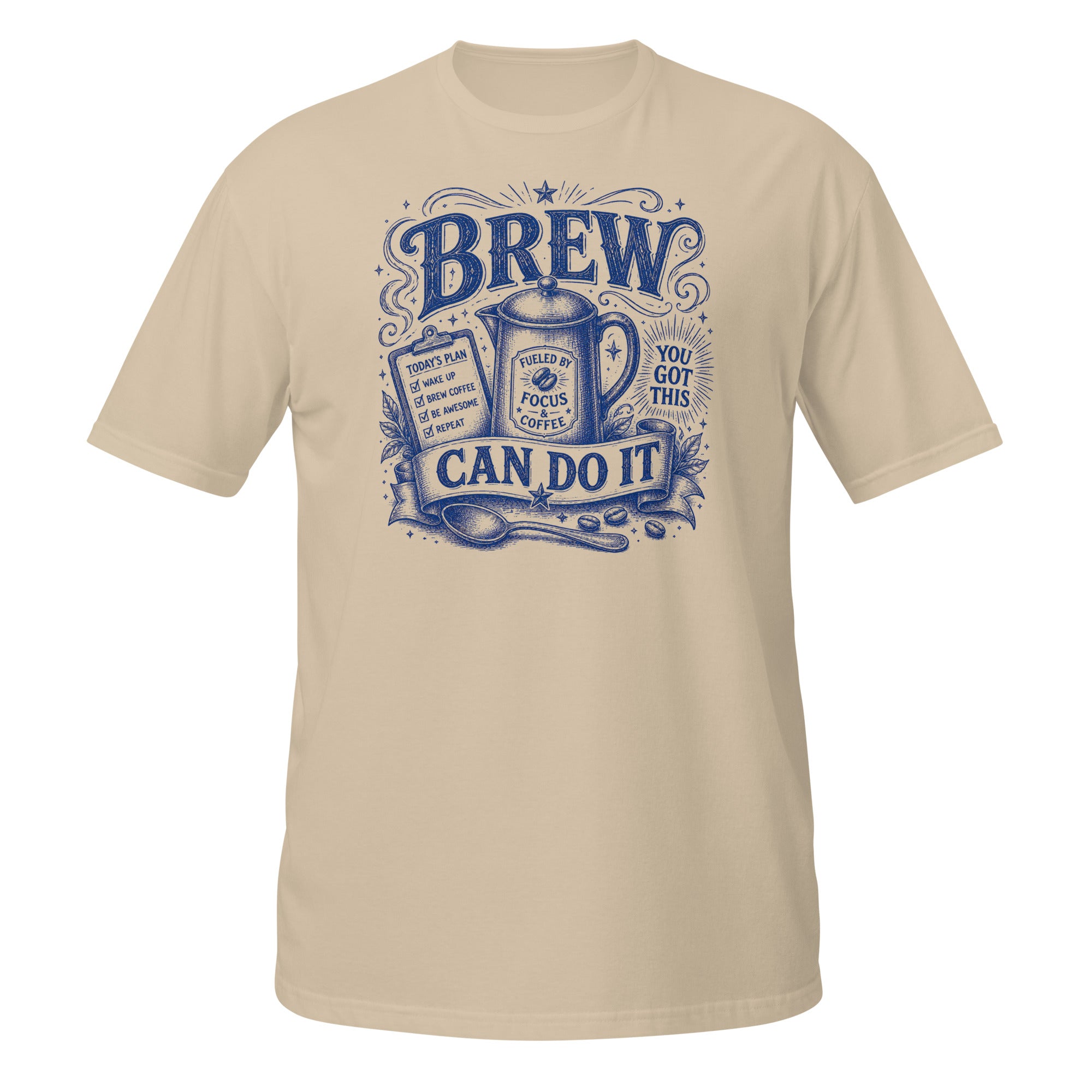 Brew Can Do It Tee - Sketchline Tees blue ink doodle T-shirt