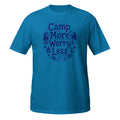 Camp More, Worry Less Tee - Sketchline Tees blue ink doodle T-shirt