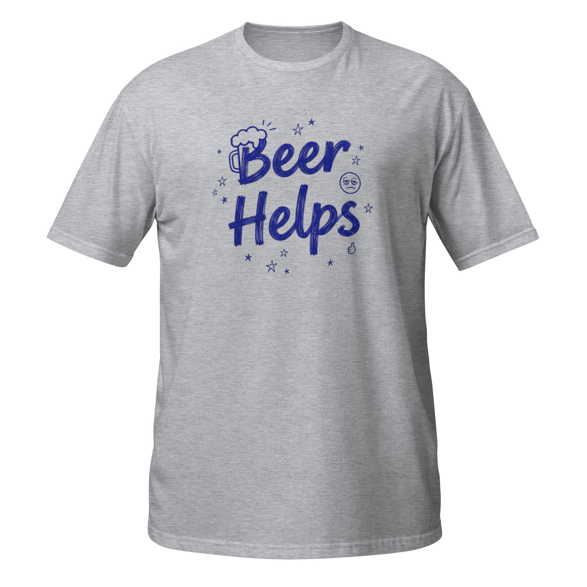 Beer Helps Tee - Sketchline Tees blue ink doodle T-shirt
