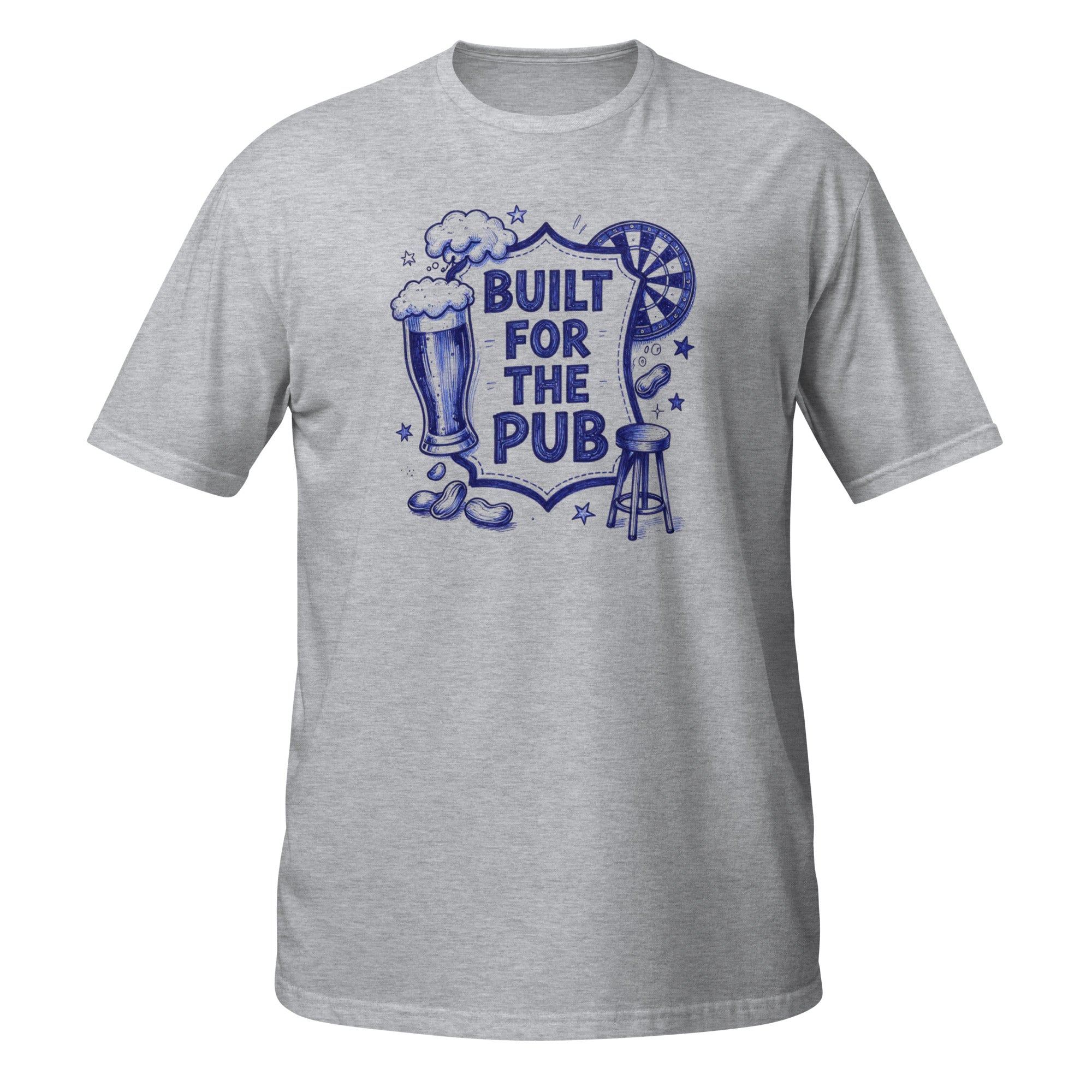 Built for the Pub Tee - Sketchline Tees blue ink doodle T-shirt