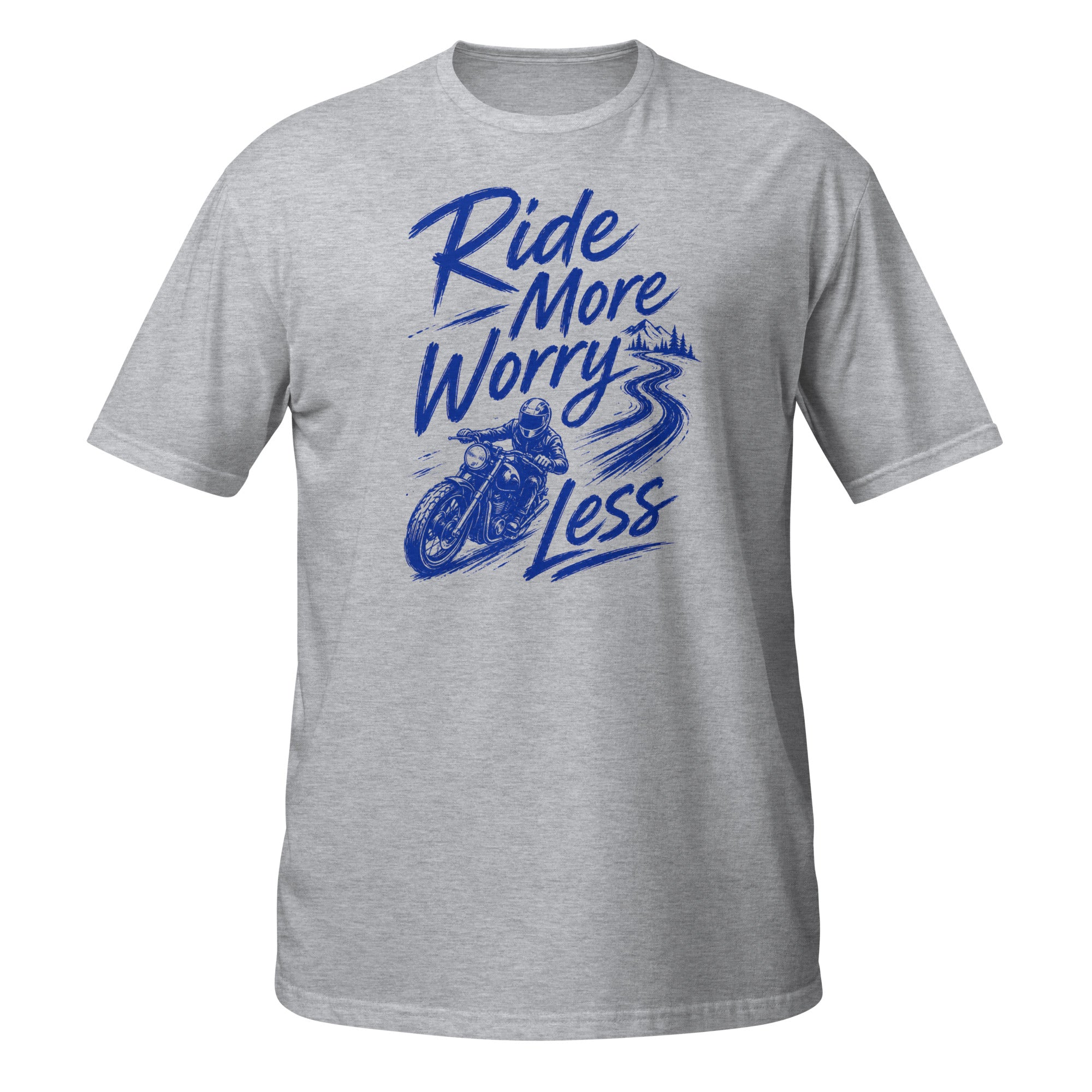 Ride More, Worry Less Tee - Sketchline Tees blue ink doodle T-shirt