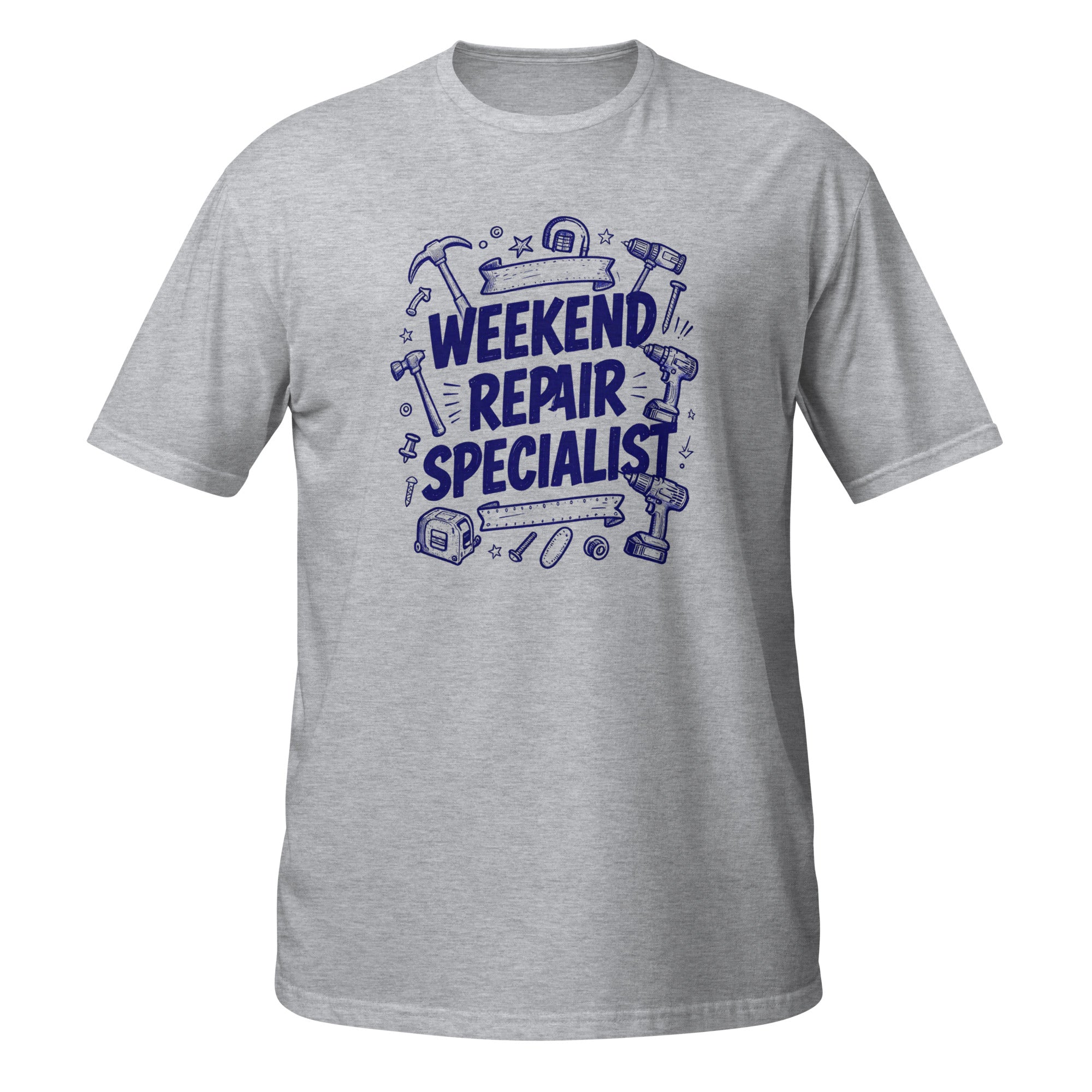 Weekend Repair Specialist Tee - Sketchline Tees blue ink doodle T-shirt