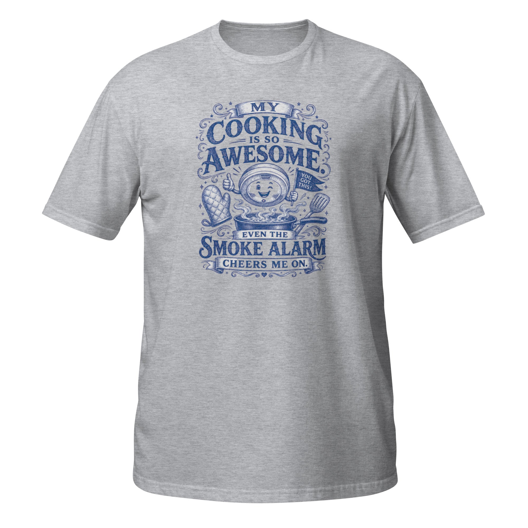 Cooking Is So Awesome Tee - Sketchline Tees blue ink doodle T-shirt