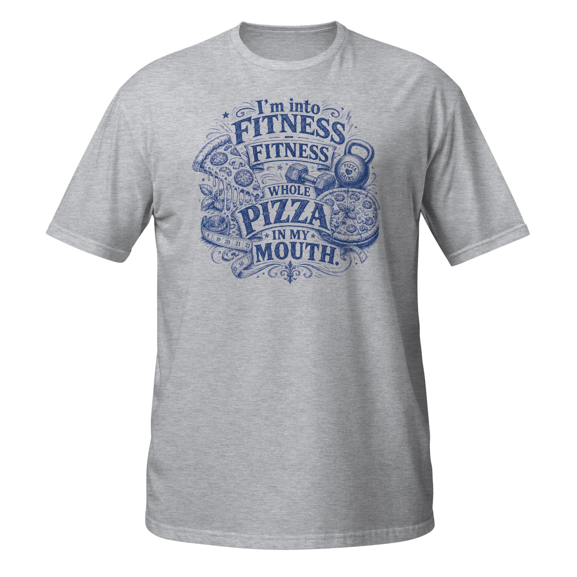 I'm Into Fitness Tee - Sketchline Tees blue ink doodle T-shirt