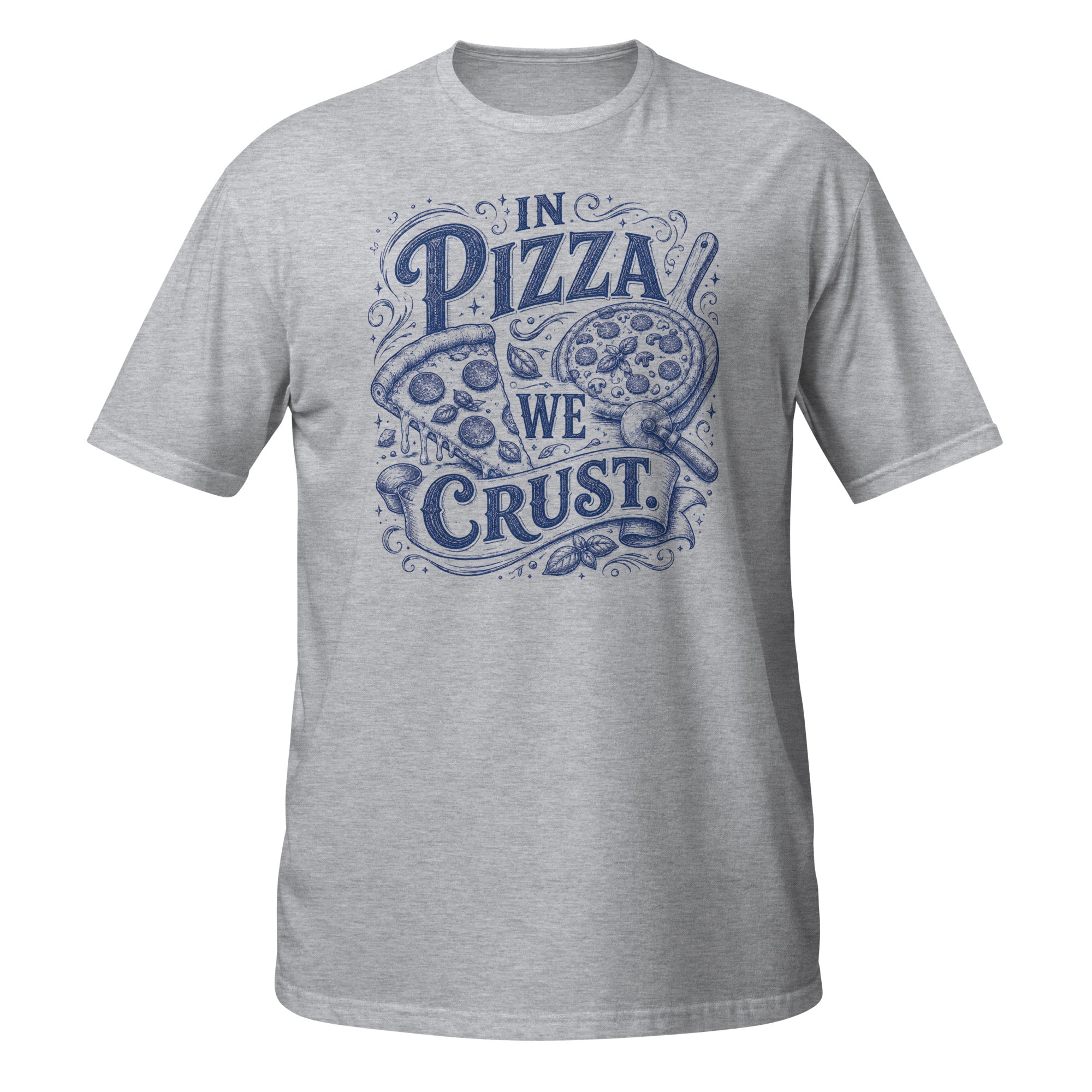 In Pizza We Crust Tee - Sketchline Tees blue ink doodle T-shirt
