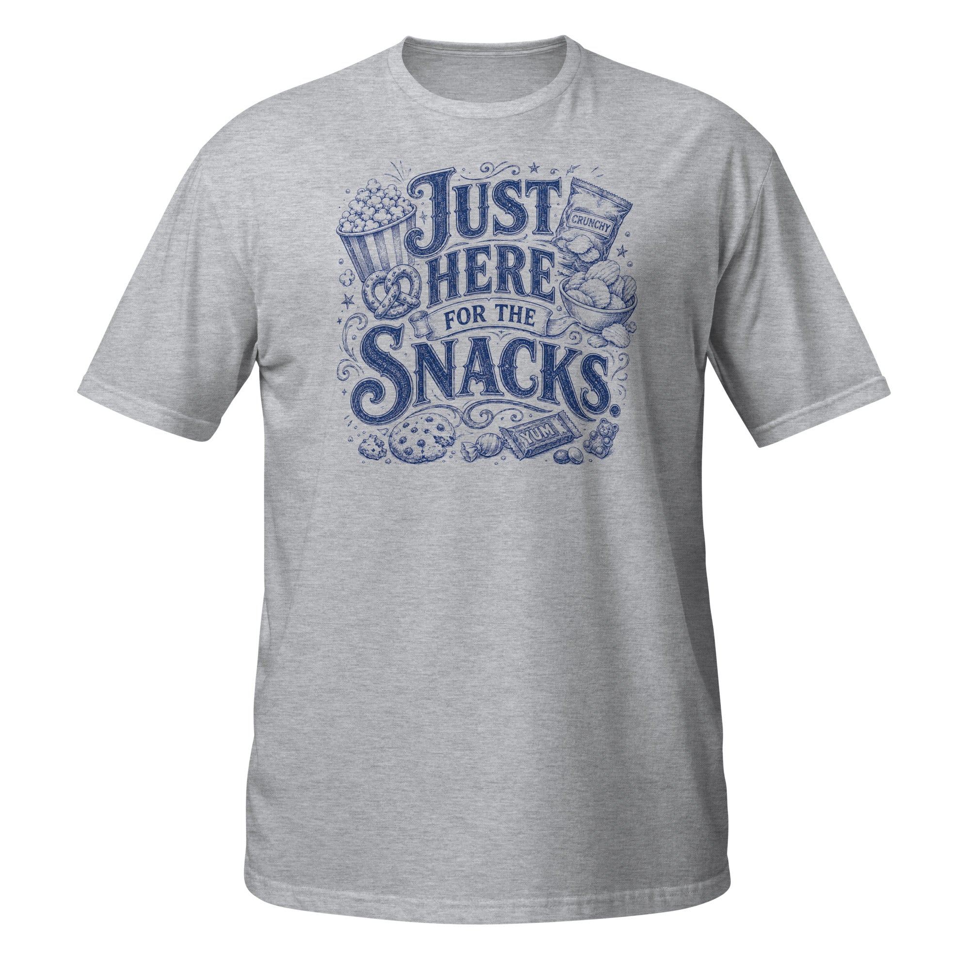 Just Here for the Snacks Tee - Sketchline Tees blue ink doodle T-shirt